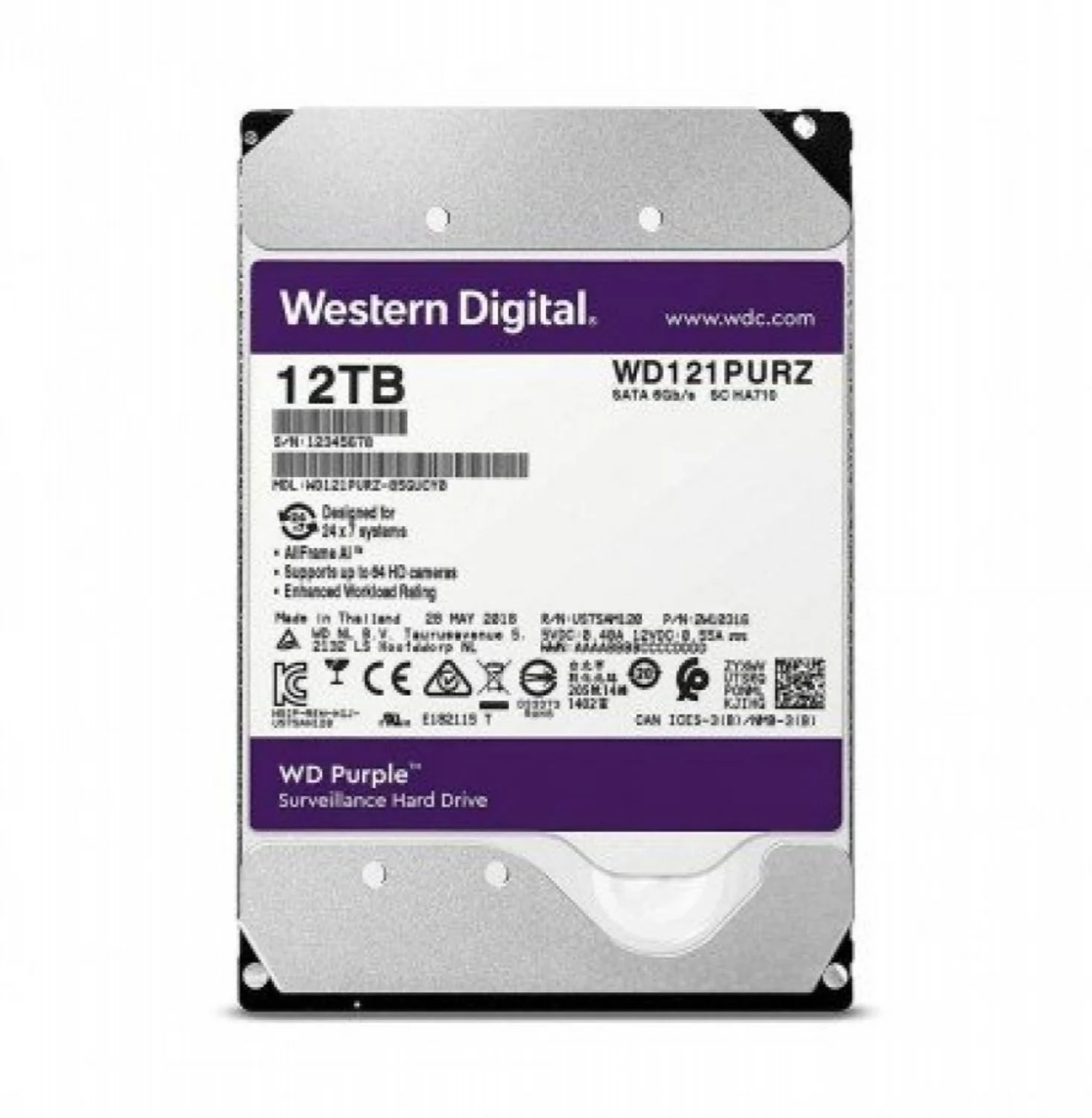 HD Western Digital 12TB / 7200 / Purple - (WD121PURP)