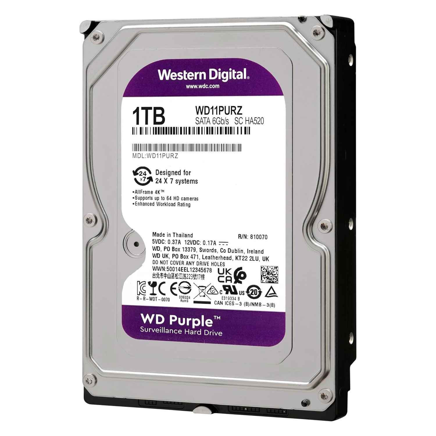 HD Western Digital 1TB / Sata3 / Purple - (WD10PURZ)