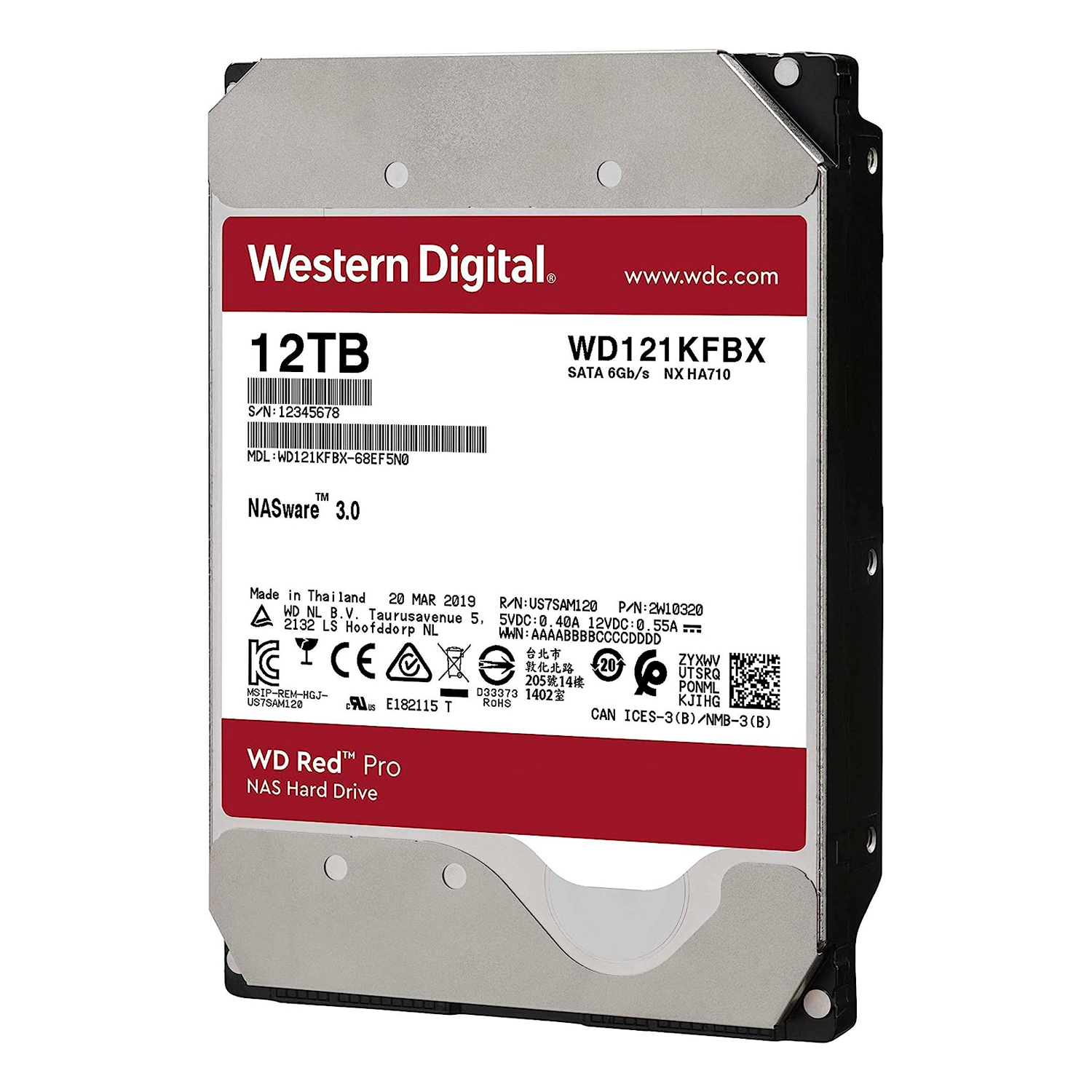 HD Western Digital Sata 3 12TB Red Pro NAS / 7200RMP / 256MB - (WD121KFBX)