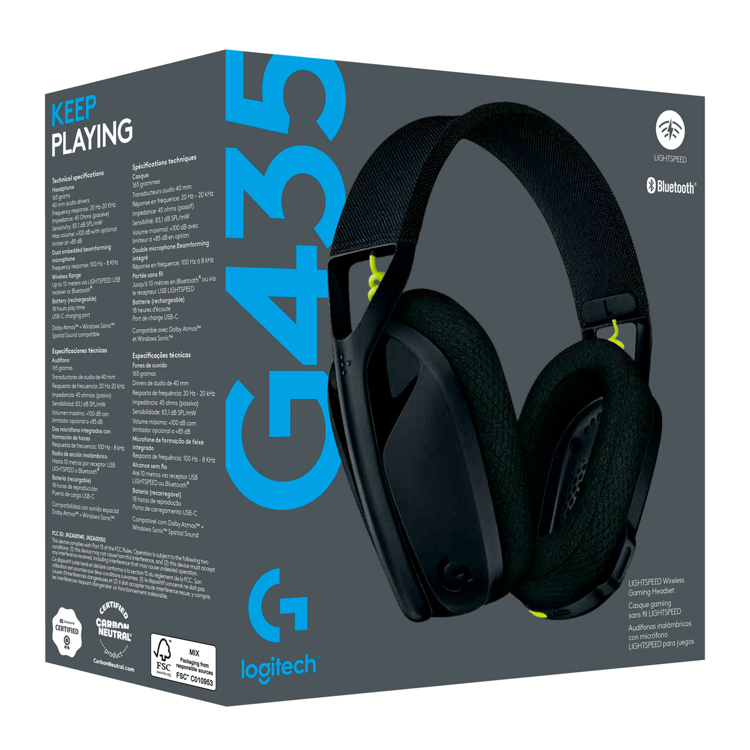 Headset Gamer Logitech G435 Wireless - Preto