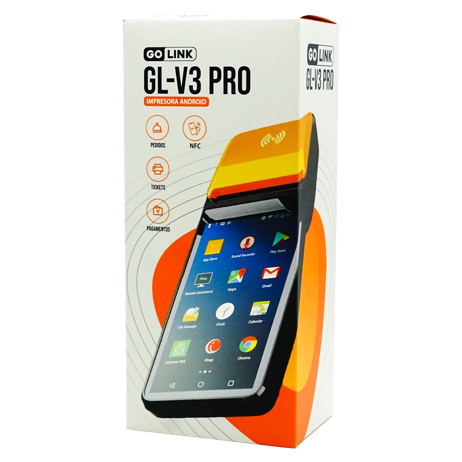 Impressora Golink GL-V3 Pro GL-5930 1GB RAM + 8GB ROM / Touch 58MM / NFC - Preto / Laranja