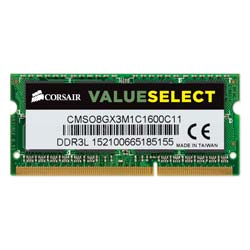 Memória RAM Corsair ValueSelect 8GB DDR3L 1600MT/s para Notebook - CMSO8GX3M1C1600C11