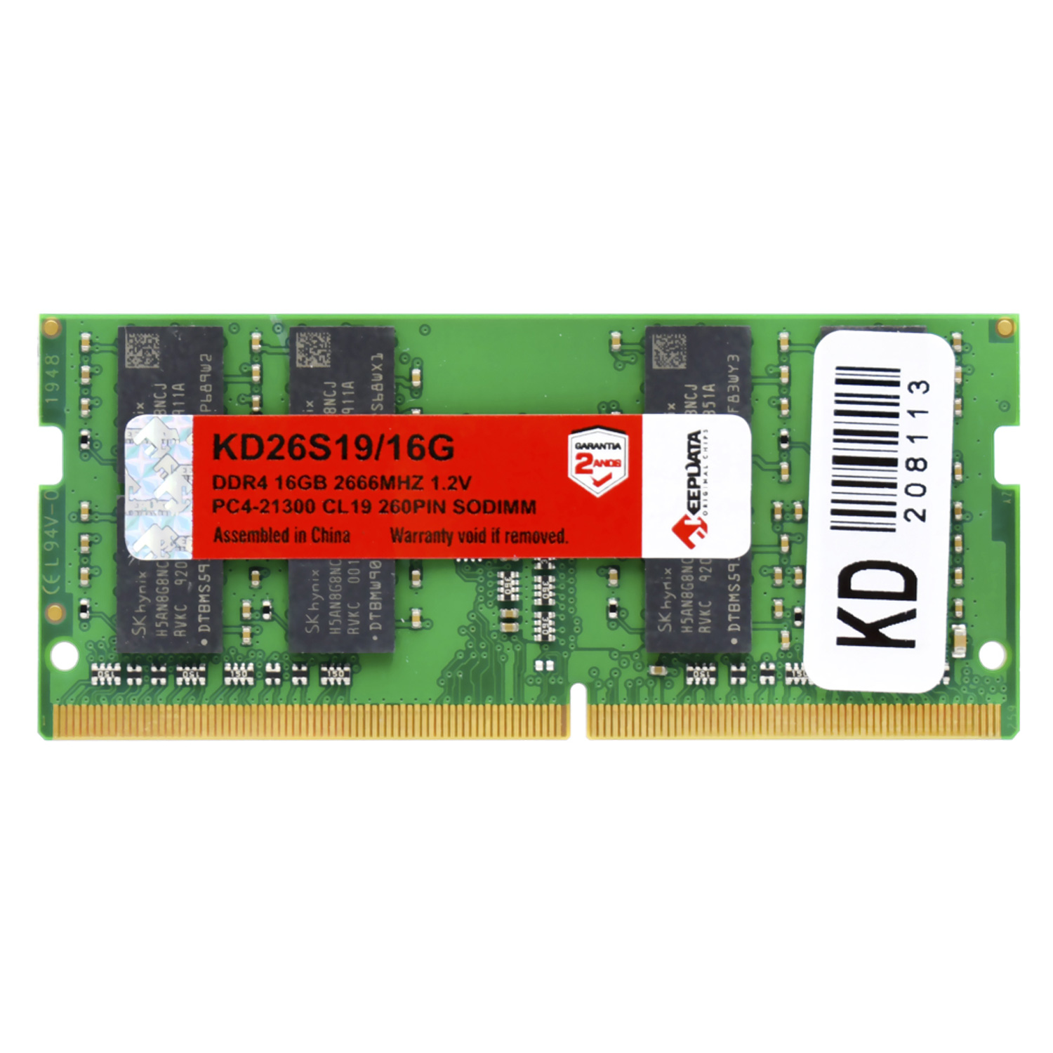 Memória RAM para Notebook Keepdata 16GB / DDR4 / 1x16GB / 2666MHz - (KD26S19/16G)