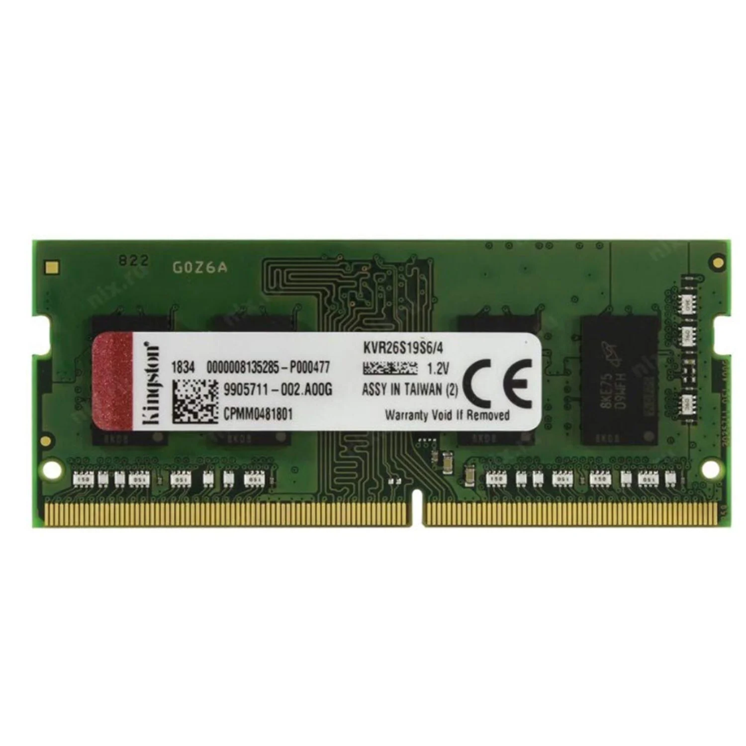 Memória RAM para Notebook Kingston 4GB / DDR4 / 2666MHz - (KVR26S19S6/4)
