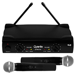 Microfone Quanta QTMIC103 Wireless Bivolt - Preto