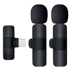 Microfone Sem Fio para Smartphone Yookie YE13 USB-C - Preto (2 Microfones)