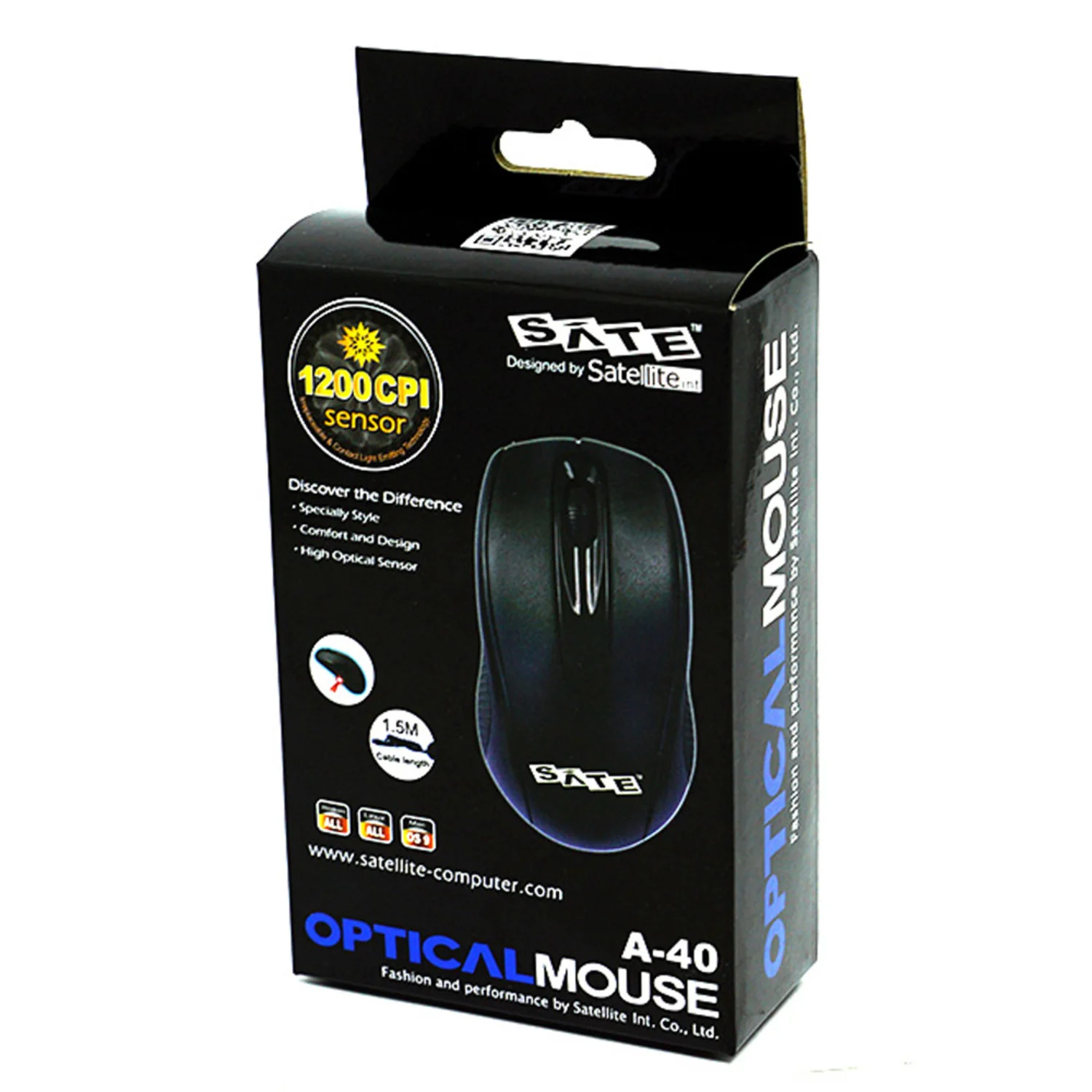 Mouse Optico Satellite A-40 USB - Preto