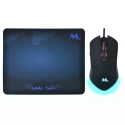 Mouse + Mouse Pad Mtek PG66 Gaming USB / RGB / 3200dpi / 7 Botões - Preto