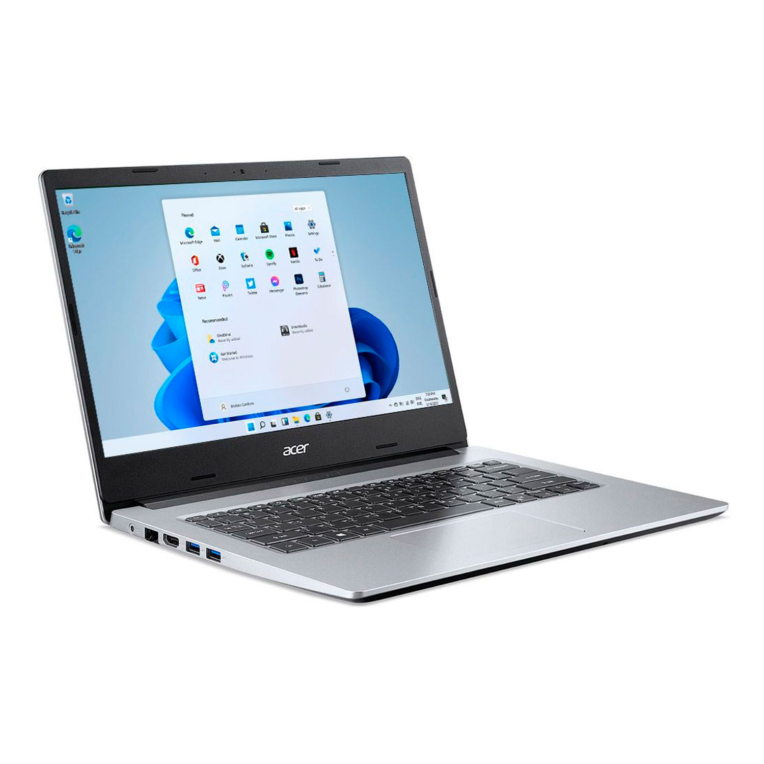 Notebook Acer Aspire 1 A114-33-C6W2 14" Intel Celeron N4500 64GB EMMC 4GB RAM - Prata