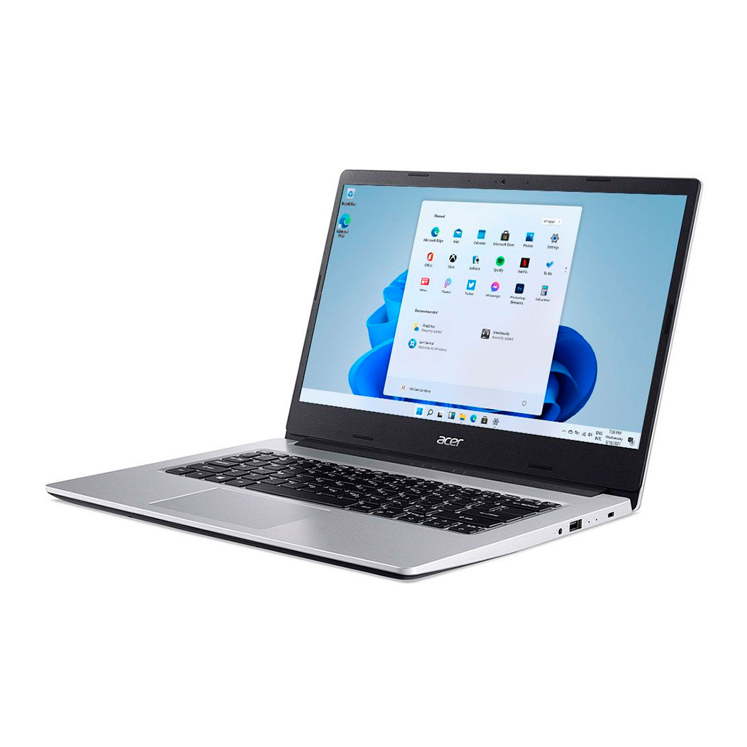 Notebook Acer Aspire 1 A114-33-C6W2 14" Intel Celeron N4500 64GB EMMC 4GB RAM - Prata