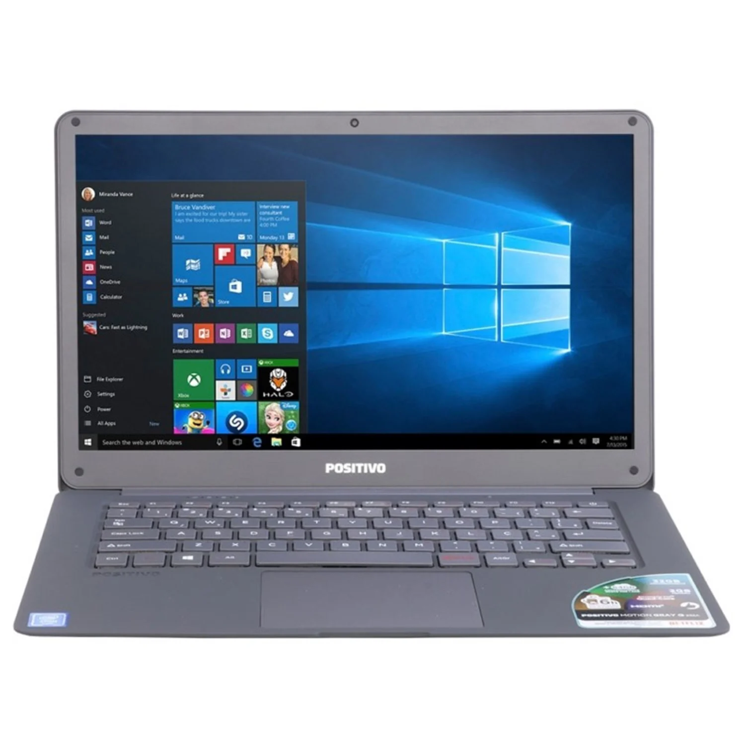 Notebook Positivo Q232A 14.1" Intel Atom X5 32GB 2GB RAM - Cinza