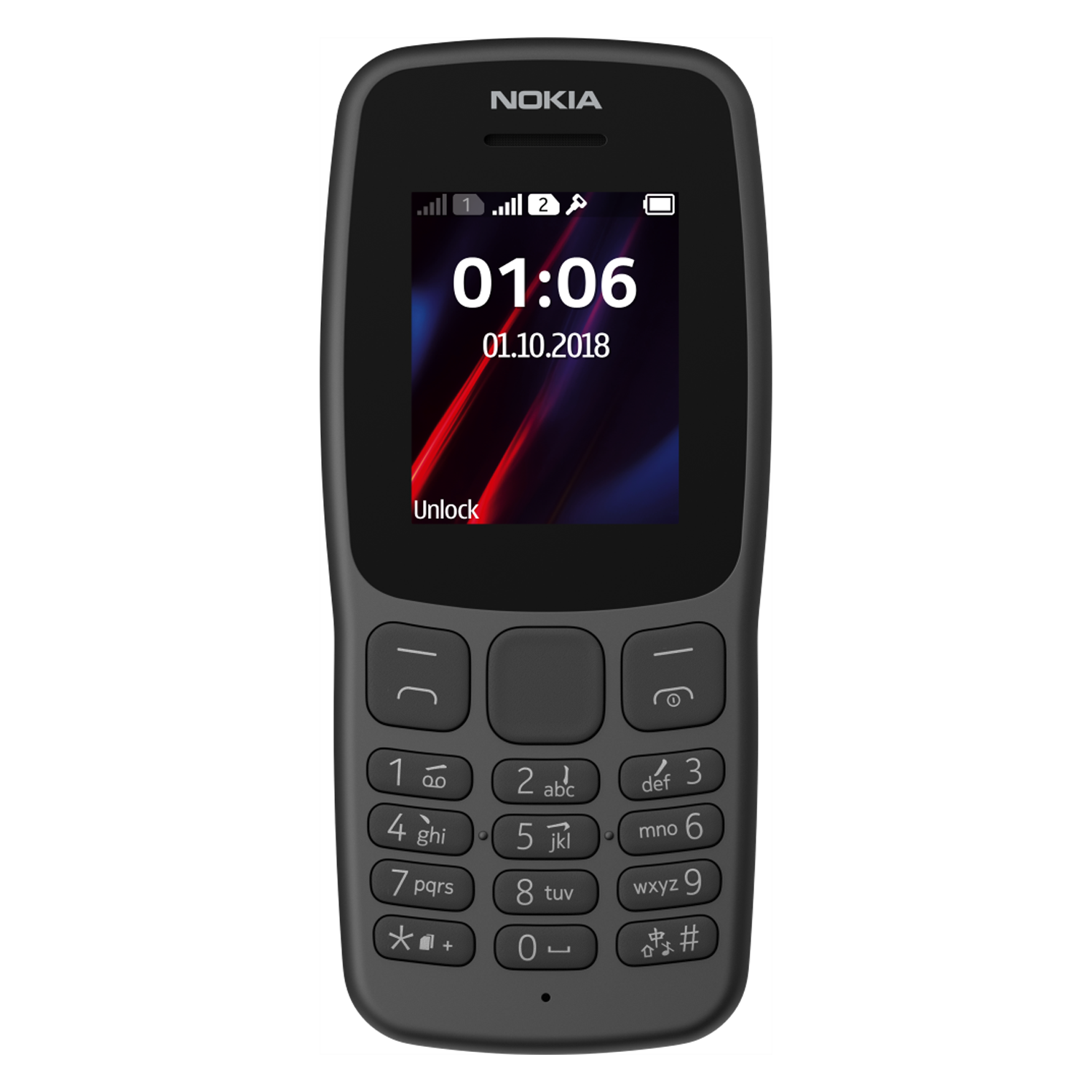 Celular Nokia 106 SS / Tela 1.8" (850 / 1900) - Preto