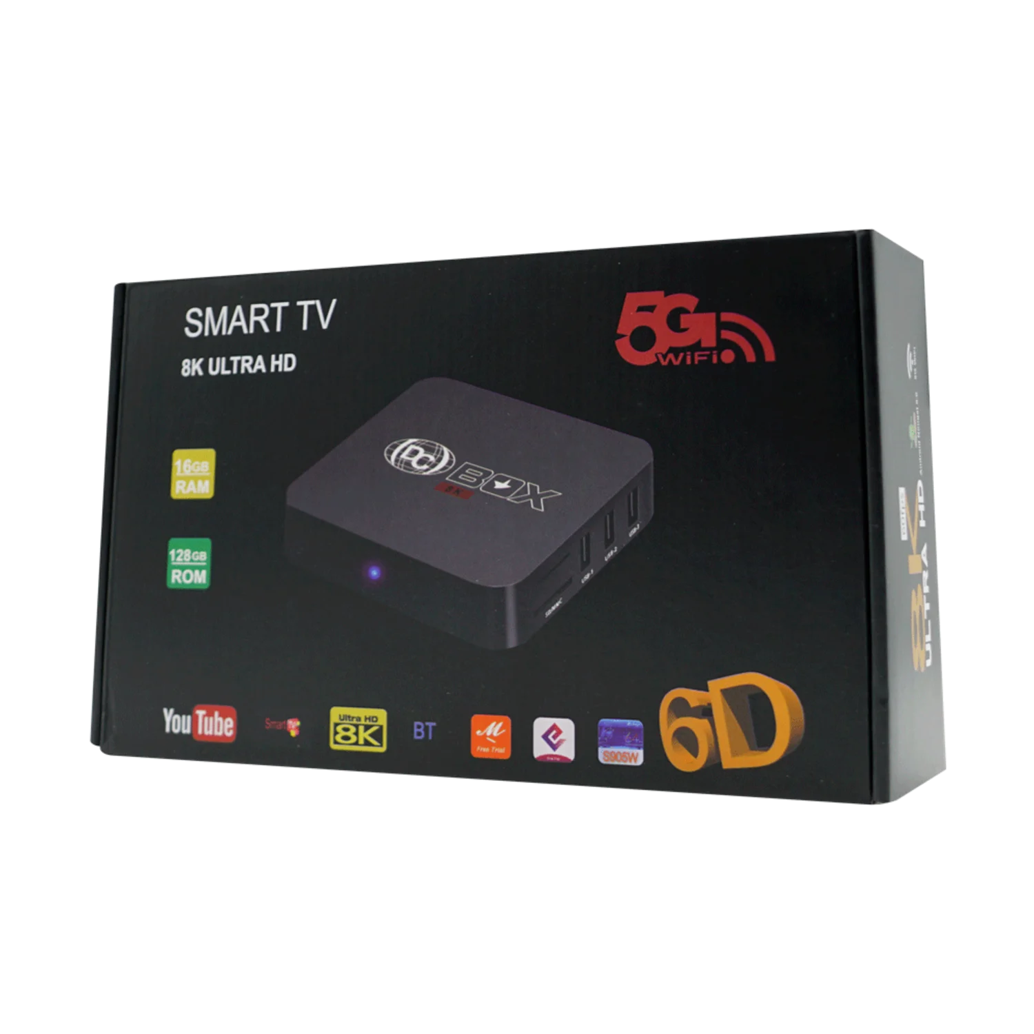 Receptor TV box DC box 8K / 128GB / 16GB RAM / Ultra HK / Android 9.0 - Preto