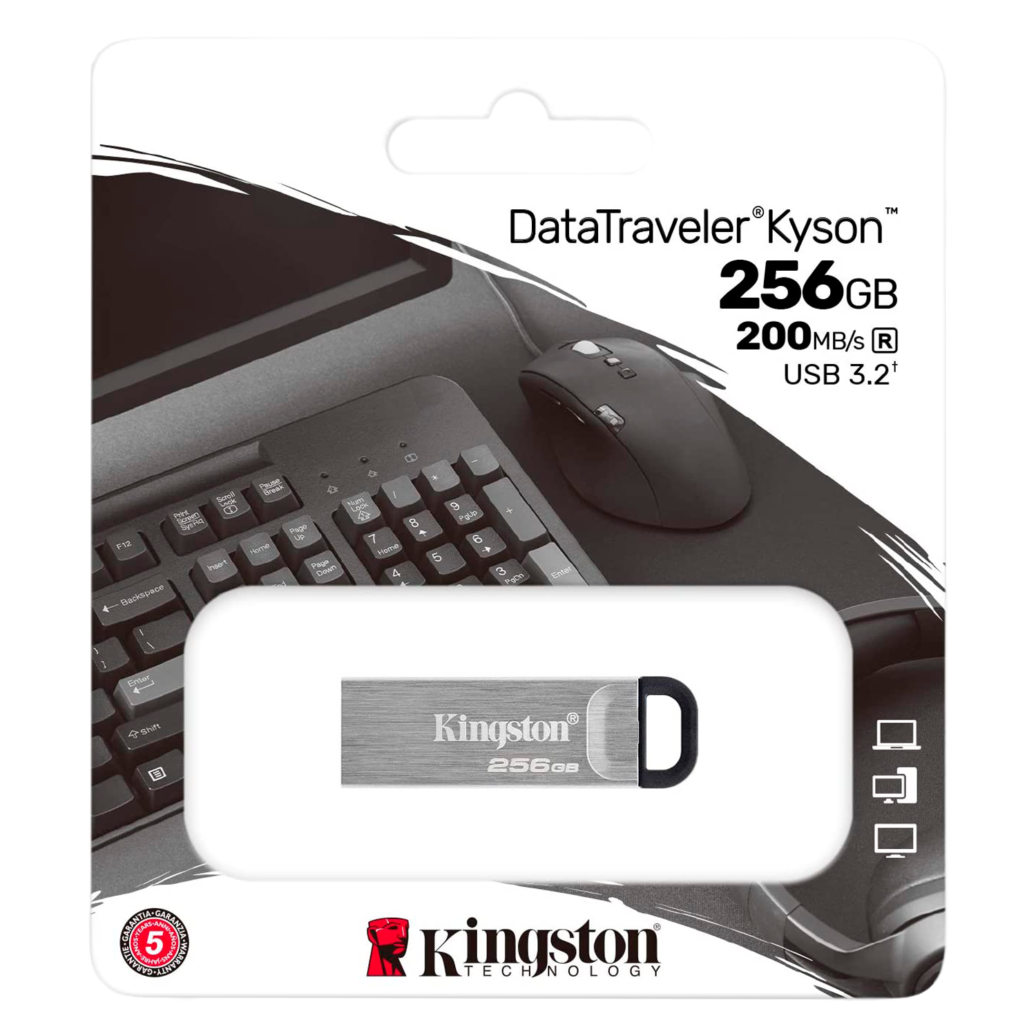 Pendrive Kingston 256GB USB 3.2 DaTatraveler Kyson - Silver (DTKN/256GB)
