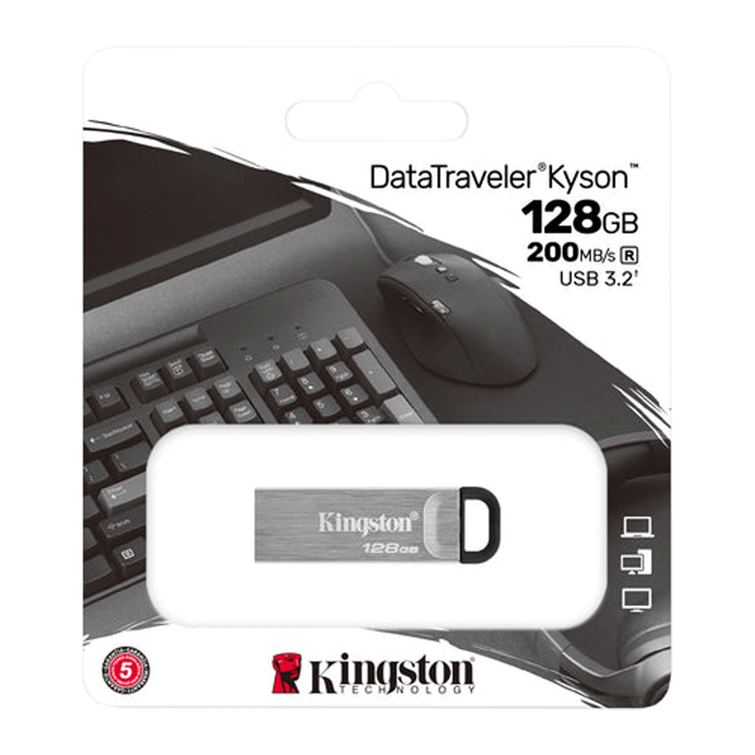 Pendrive Kingston Kyson DTKN/128GB 128GB / USB 3.2 - Prata