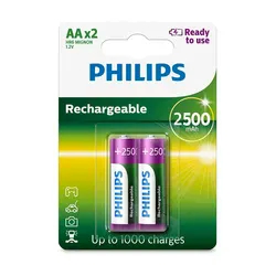 Pilha Philips Recarregável AA 2500-mAh - Com 2 unidades (R6B2RTU25/97)