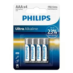 Pilha Philips AAA Ultra Alcalina com 4 - (LR03E4B/97)