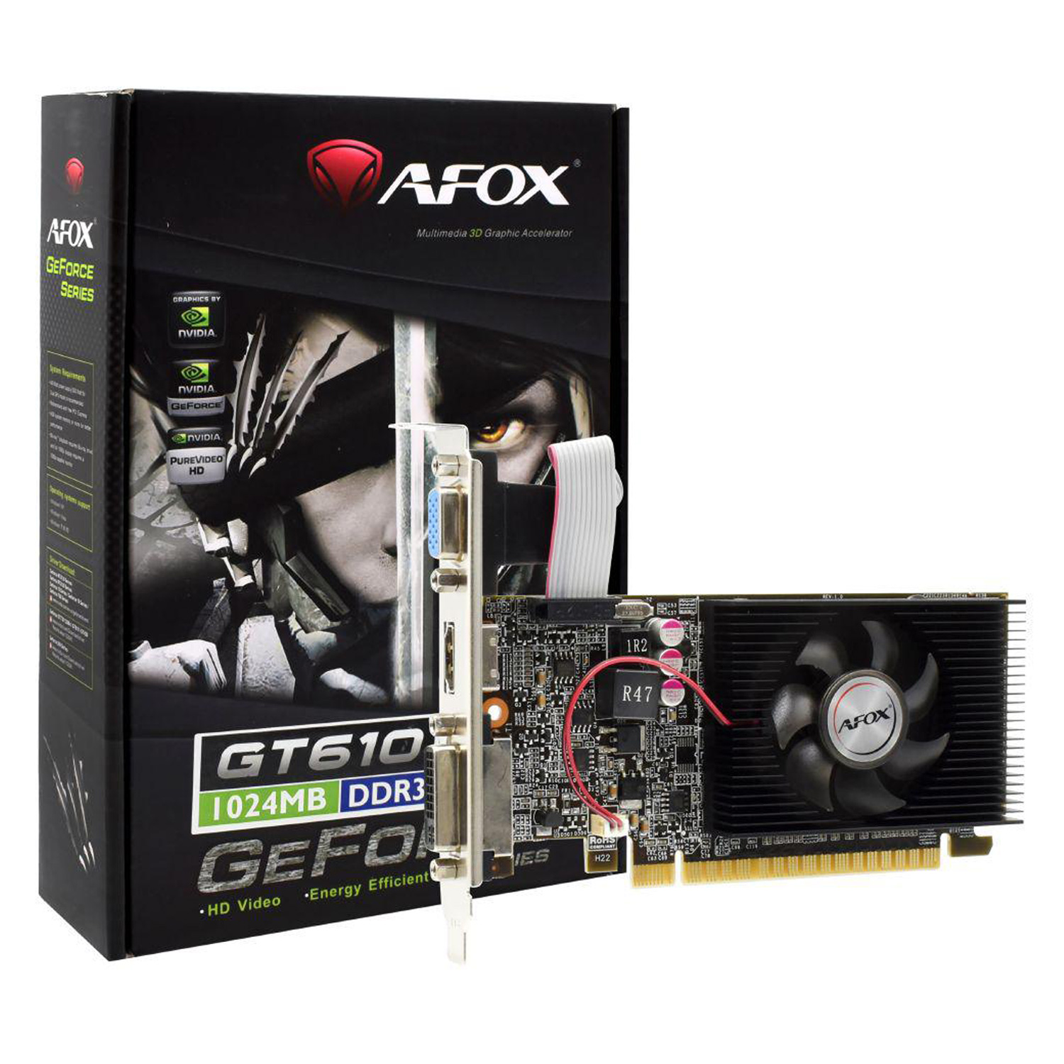 Placa de Vídeo Afox GT 610 X NVIDIA GeForce GT 610 1GB DDR3 - AF610-1024D3L7-V5
