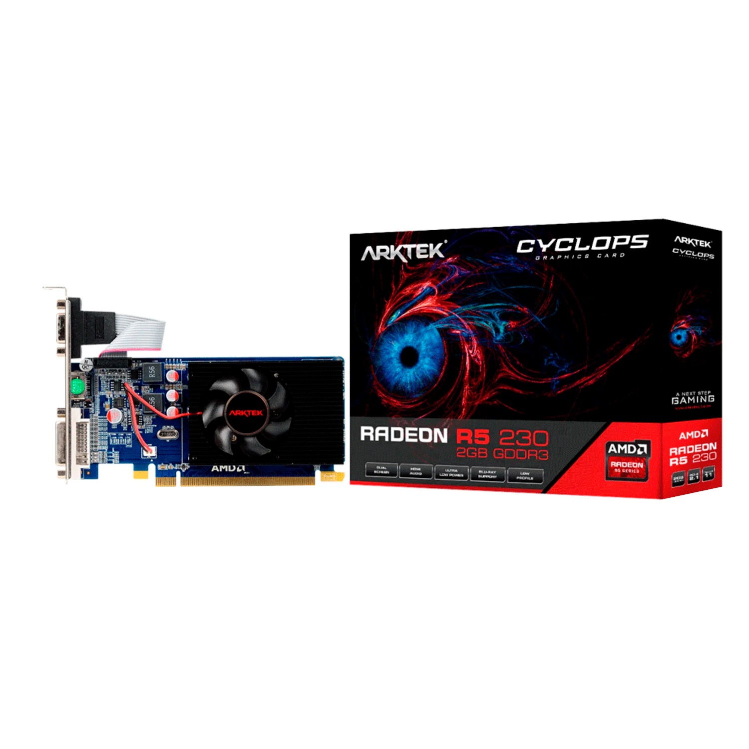 Placa de Vídeo Arktek Cyclops R5-230 AMD Radeon R5 230 2GB DDR3 - AKR230D3S2GL1