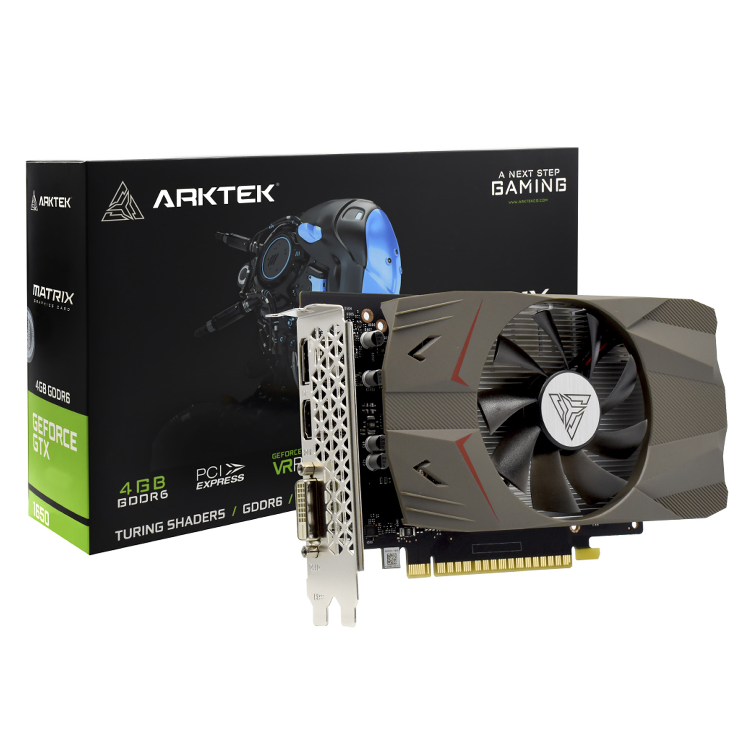 Placa de Vídeo Arktek Matrix Gaming NVIDIA GeForce GTX-1650 4GB DDR6 - AKN1650D6S4GHS1