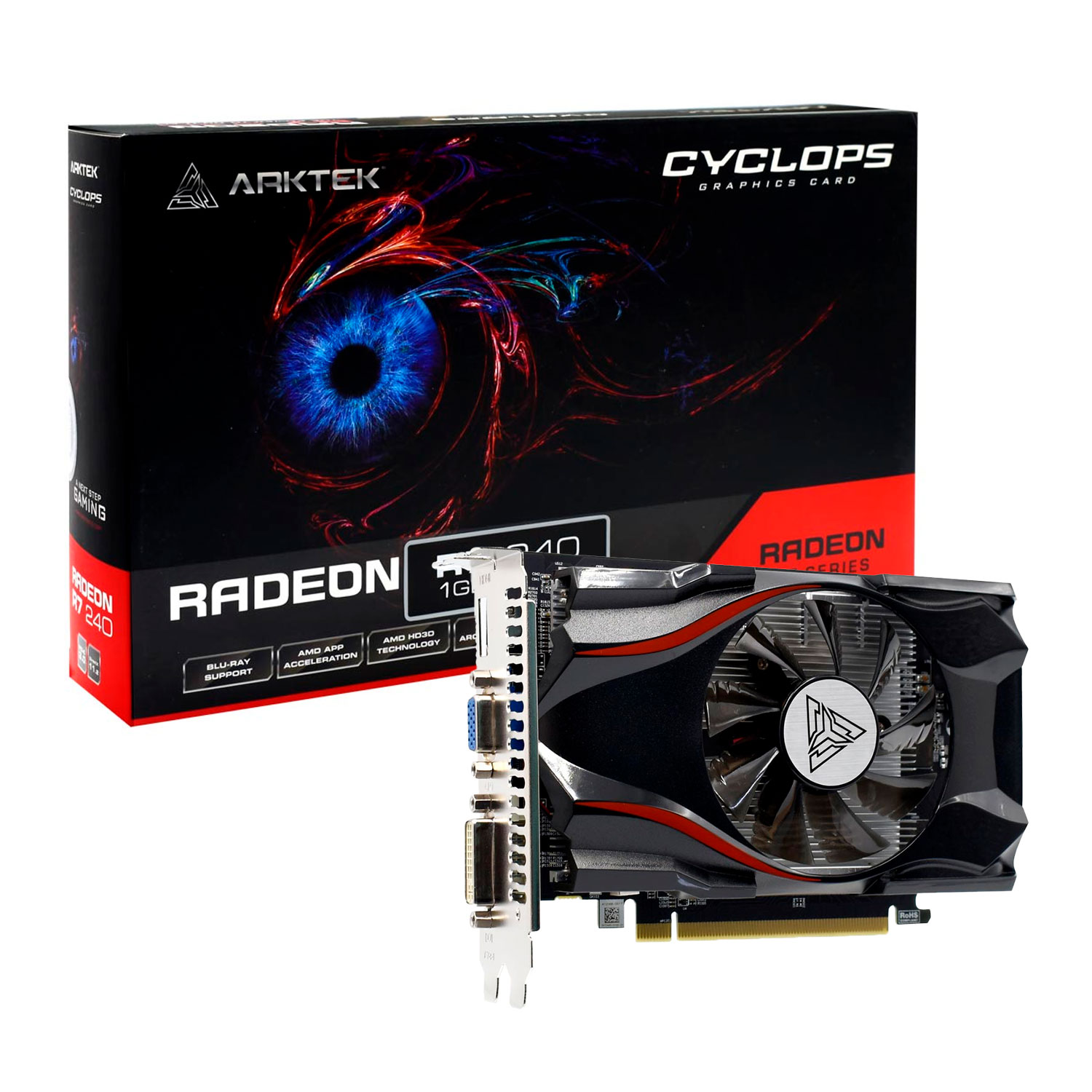 Placa de Vídeo Artek AMD Radeon R7-240 1GB GDDR5 - AKR240D5S1GH1