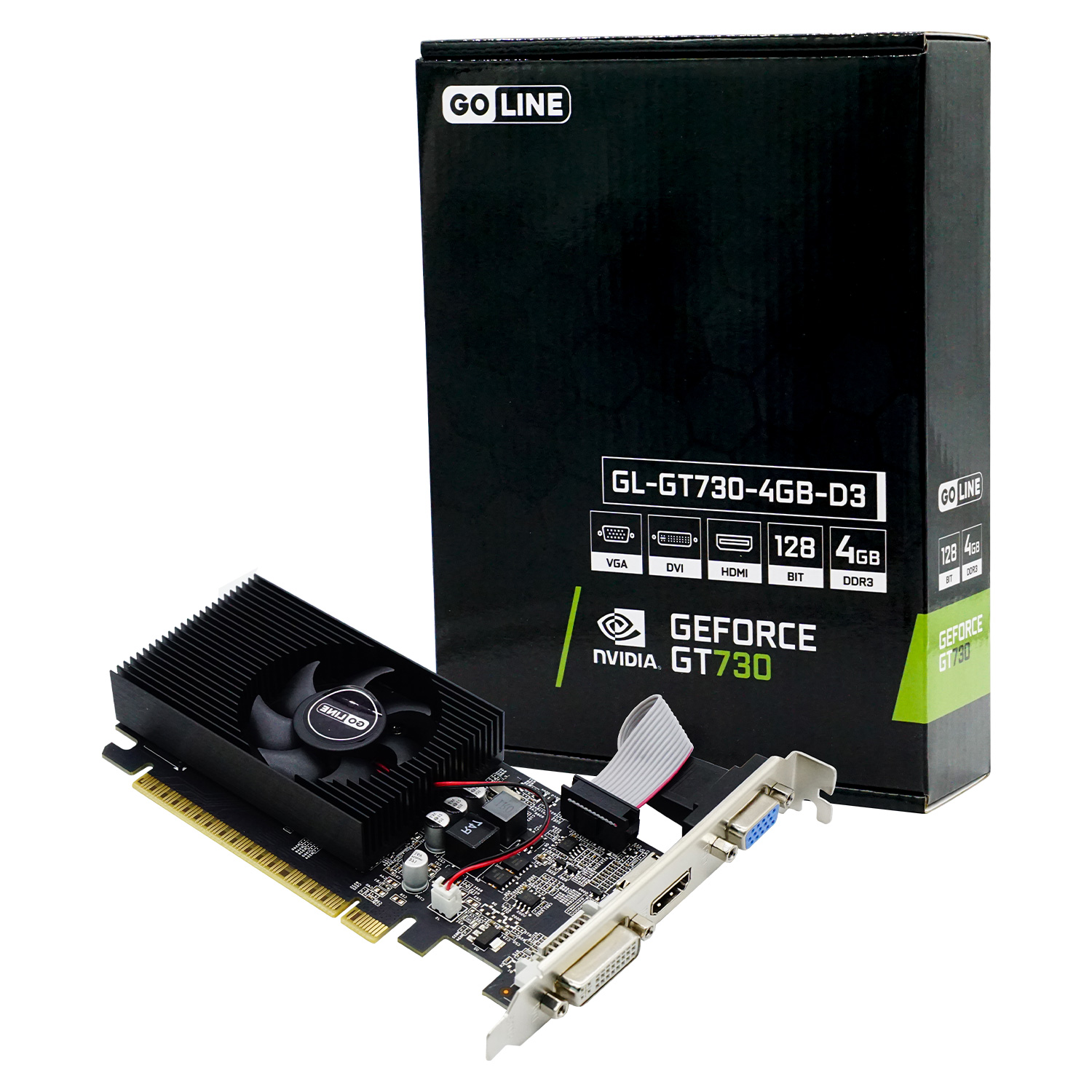 Placa de Vídeo Goline NVIDIA GeForce GT 730 4GB DDR3 - GL-GT730-4GB-D3 (1 Ano de Garantia)