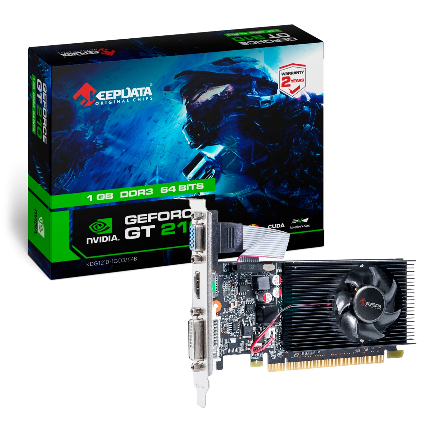 Placa de Vídeo Keepdata NVIDIA GeForce GT210 1GB DDR3