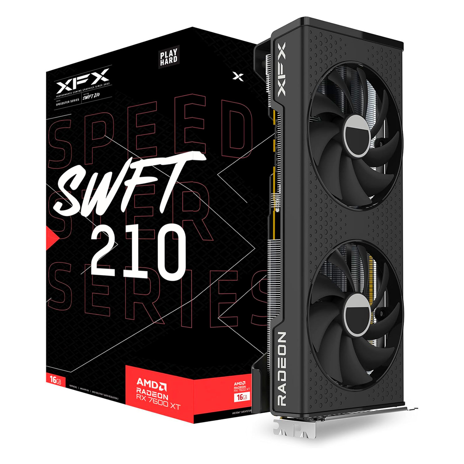 Placa de Vídeo XFX Speedster SWFT 210 AMD Radeon RX 7600 XT 16GB GDDR6 - RX-76TSWFTFP