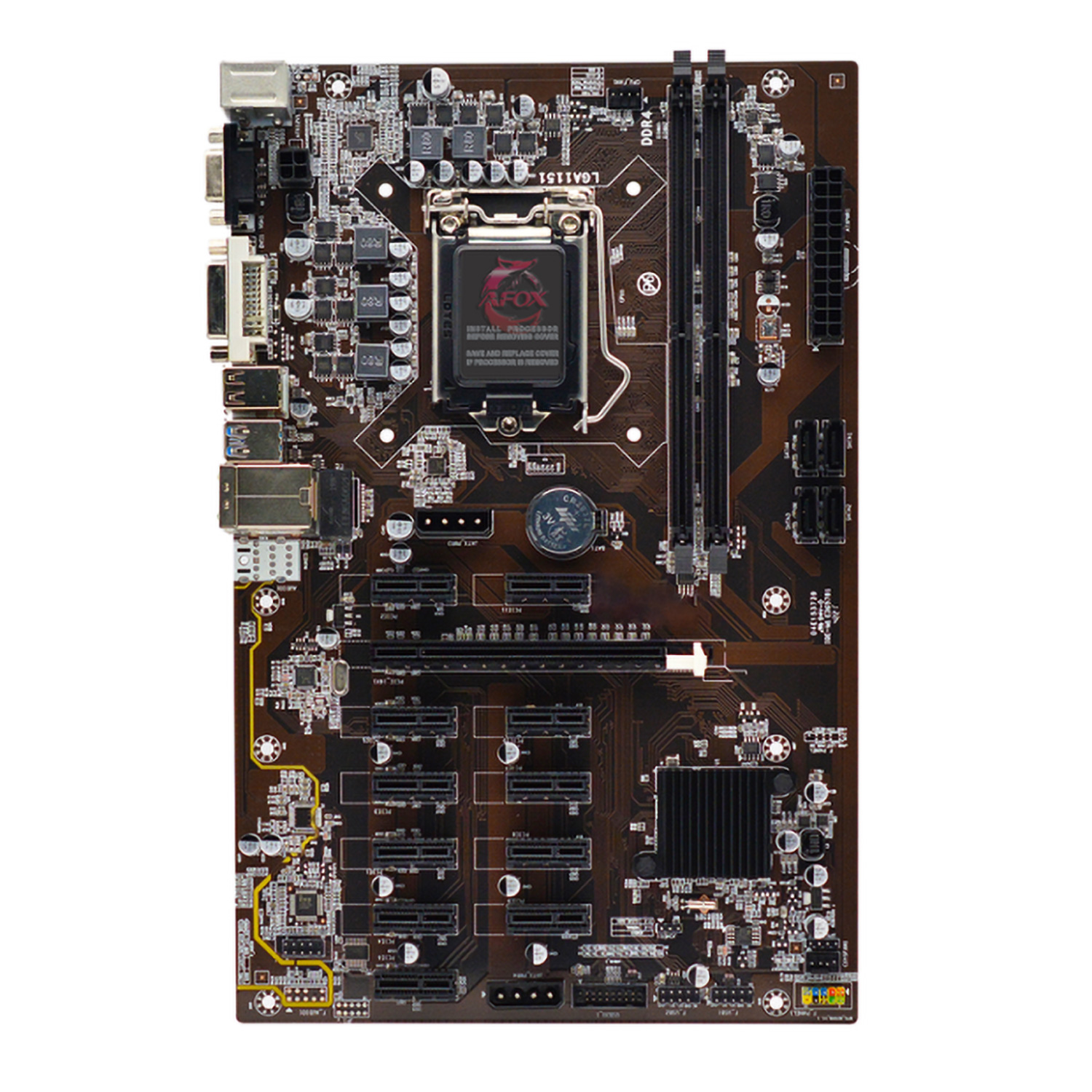 Placa Mãe Afox AFB250-ETH12EX para Mineração / Socket 1151 / Chipset Intel B250 / DDR4 / ATX