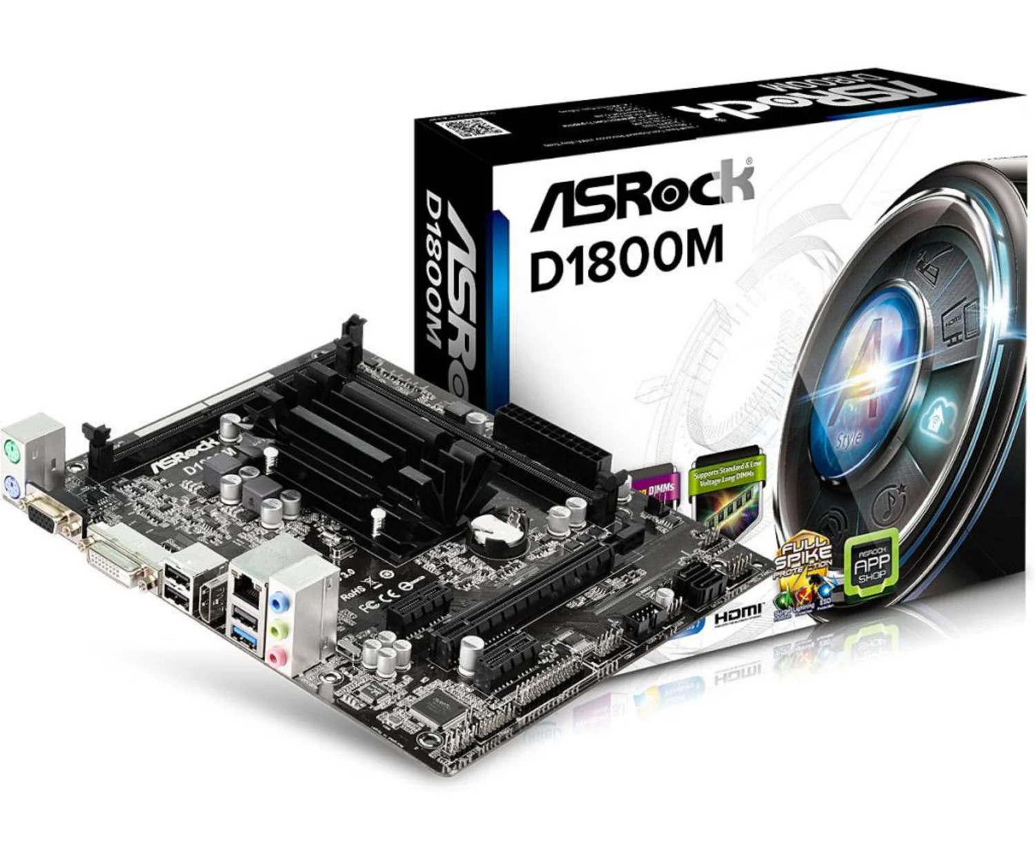Placa Mãe ASRock D1800M-ATX  DDR3 com Processador Intel Dual Core