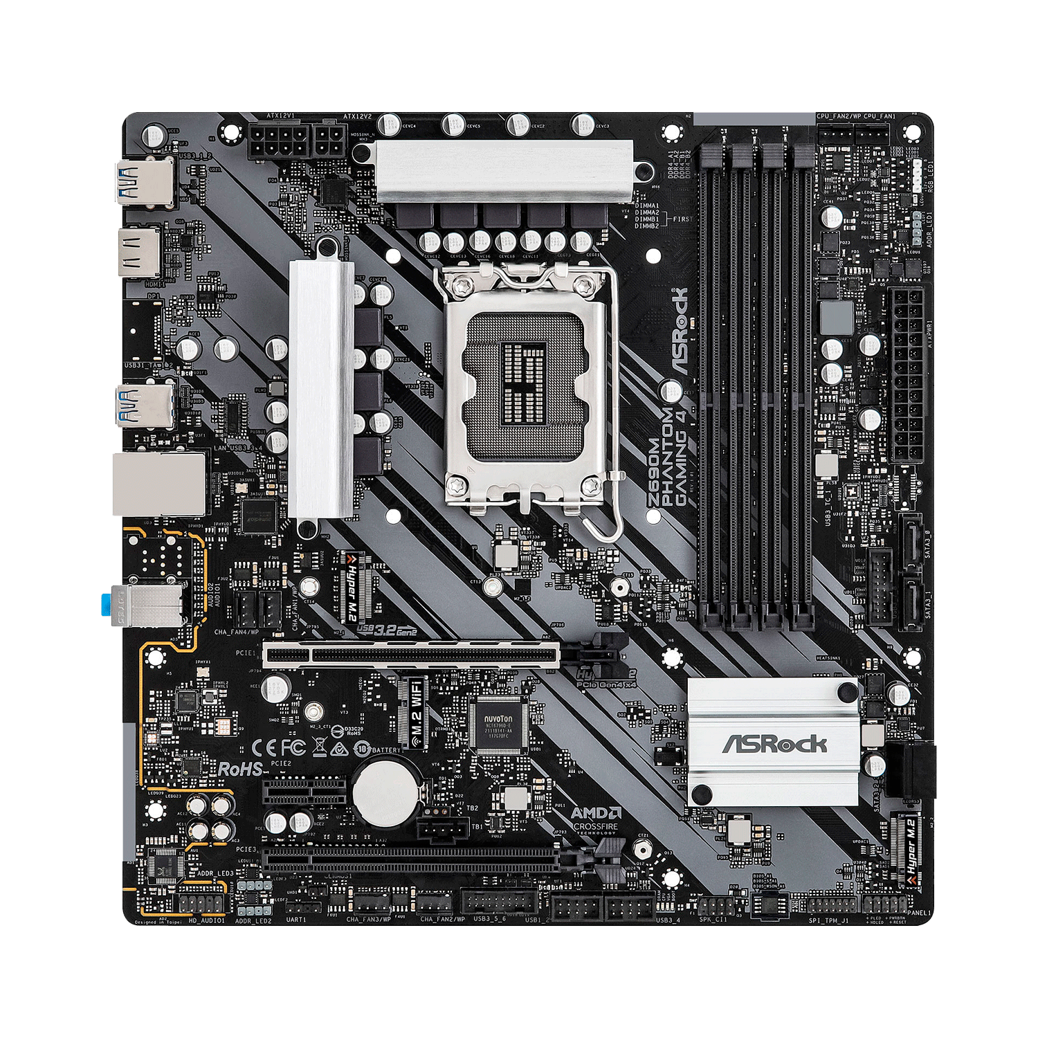 Placa Mãe ASRock Z690M Phantom Gaming 4 Socket LGA 1700 Chipset Intel Z690 DDR4 Micro ATX