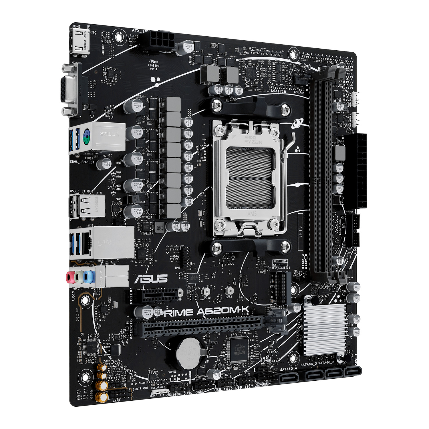 Placa Mãe Asus Prime A620M-K Socket AM5 Chipset AMD A620 DDR5 Micro ATX