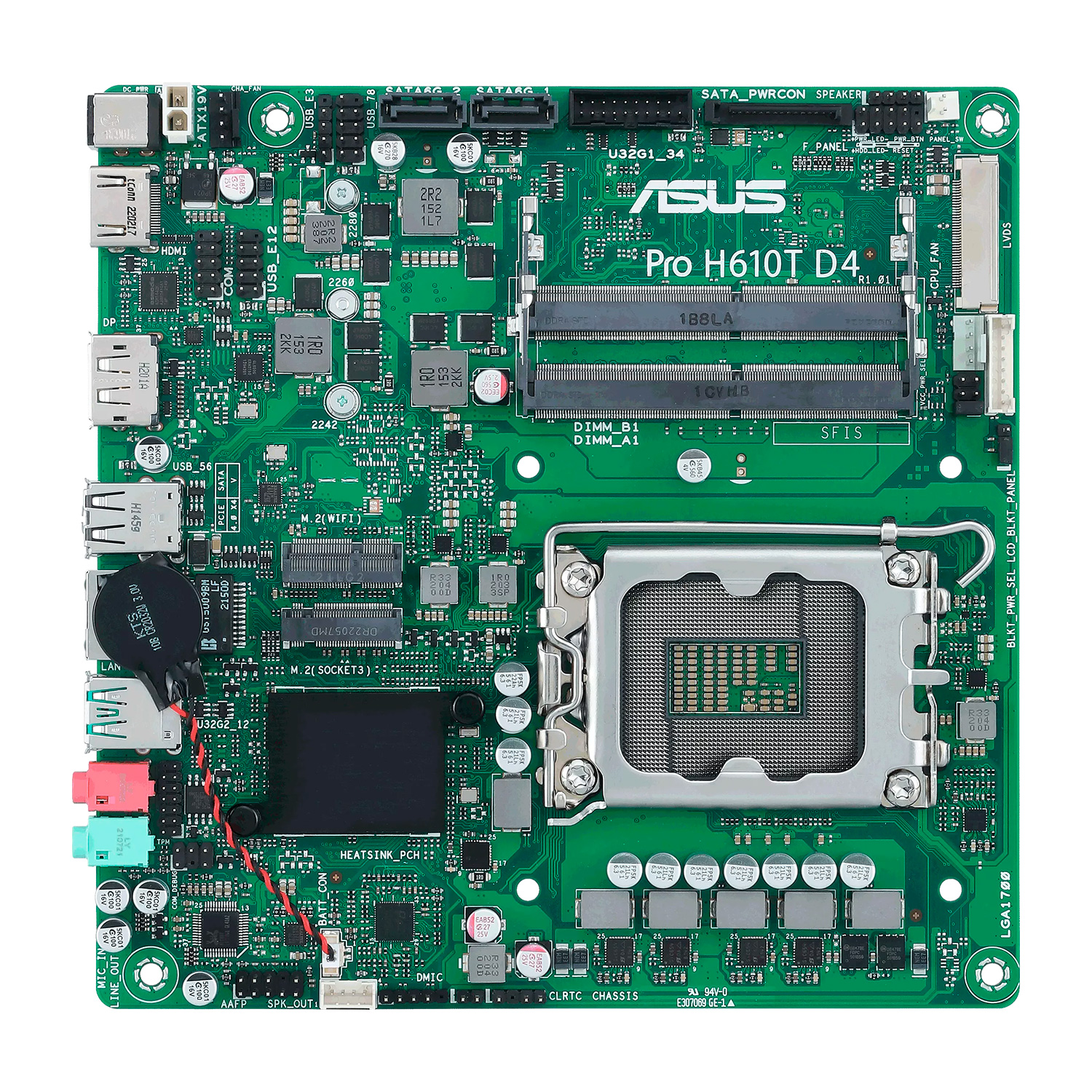 Placa Mãe Asus Pro H610T D4-CSM DDR4 Socket LGA 1700 Chipset Intel H610 Mini ITX