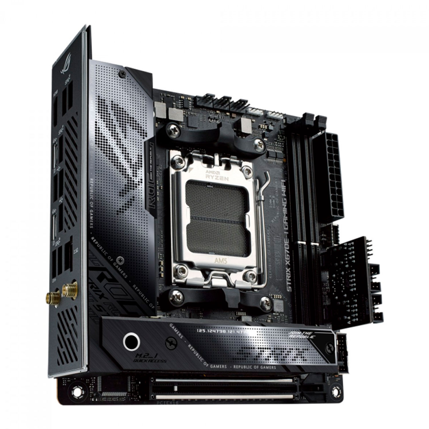 Placa Mãe Asus Rog Strix X670E-I Gaming Wi-Fi Socket AM5 Chipset AMD X670 DDR5 Mini ITX