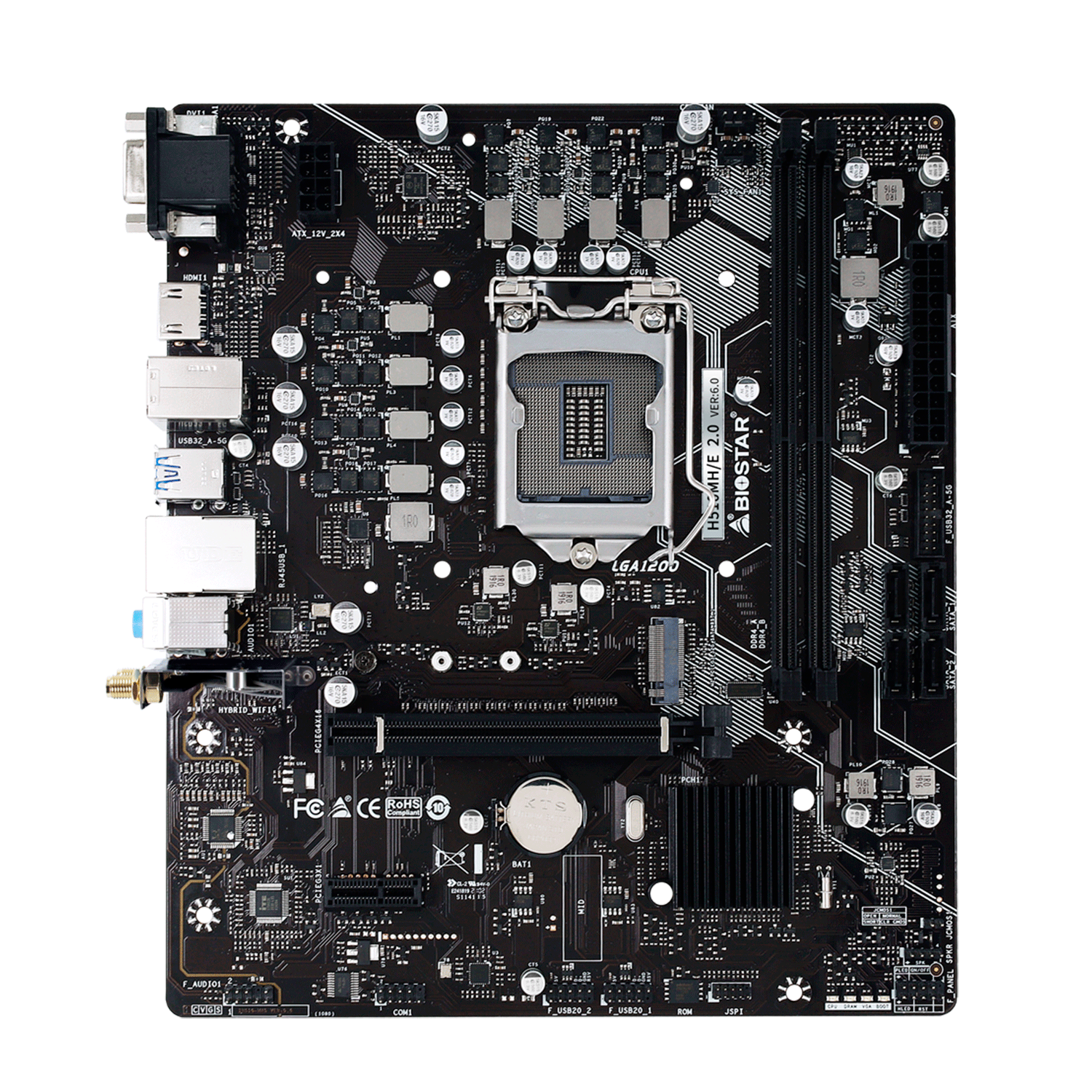 Placa Mãe Biostar H510MH/E 2.0 WiFi DDR4 Socket LGA 1200 Intel H510 Micro ATX