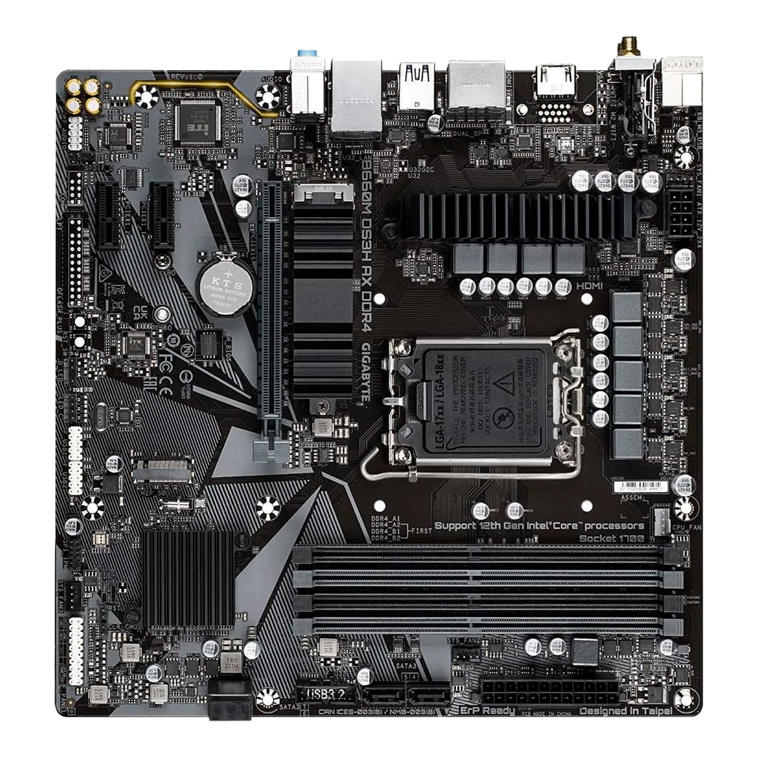 Placa Mãe Gigabyte B660M DS3H AX DDR4 (rev. 1.x) LGA 1700 / Chipset Intel B660 Express / Micro ATX / DDR4