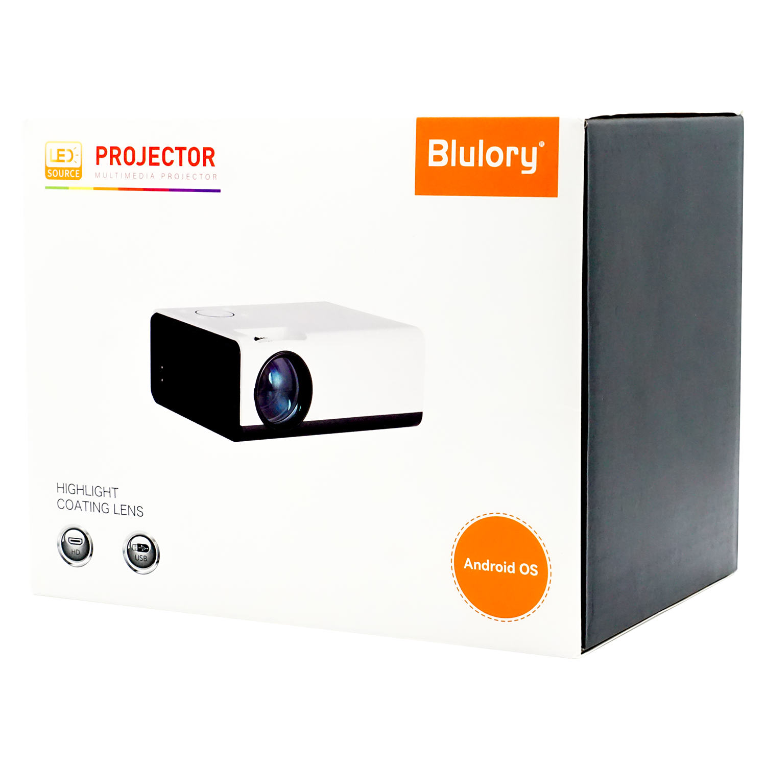 Projetor Blulory T1 4K UHD 1200 Lumens Android OS - Preto / Branco