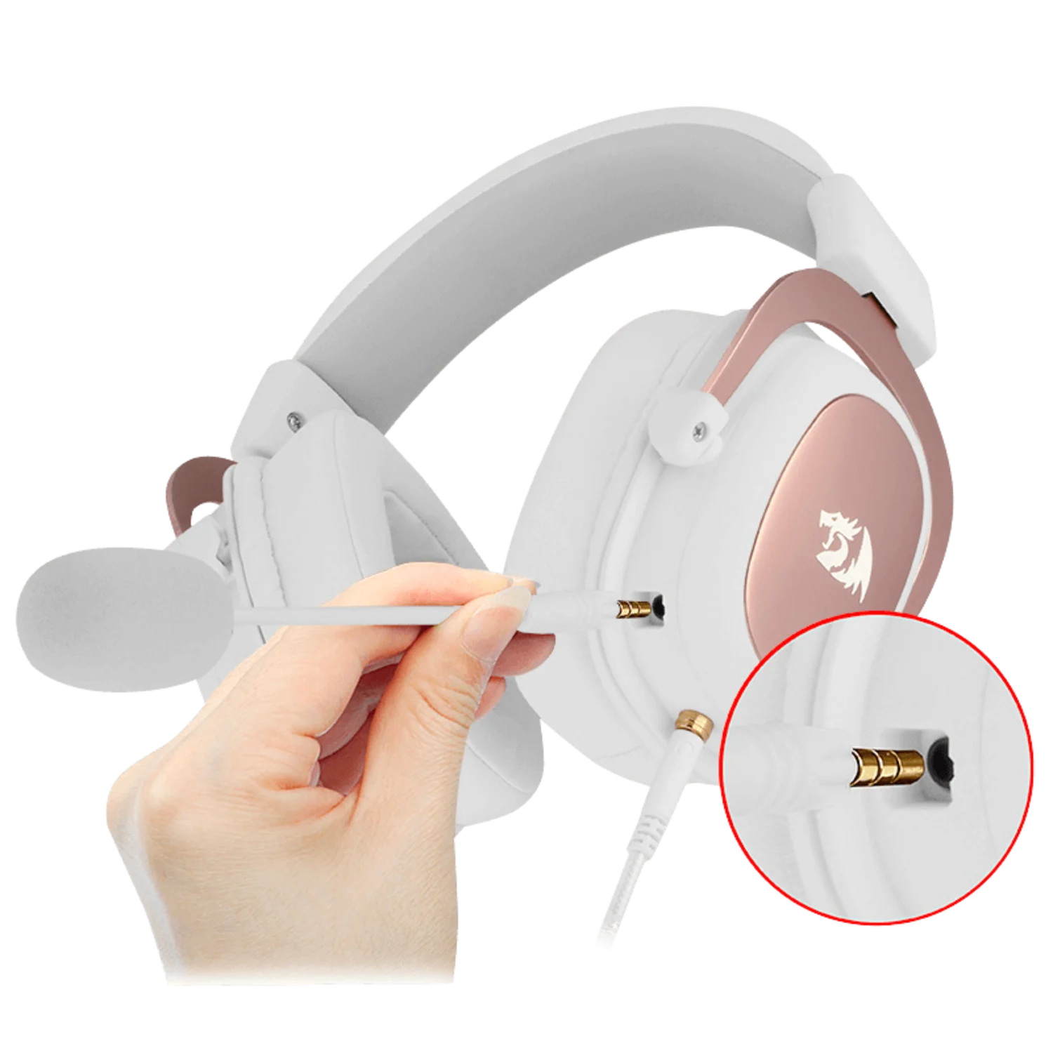 Headset Redragon Zeus 2 H510W / 3.5 / +Controlador USB / +Adaptador P2 - Branco
