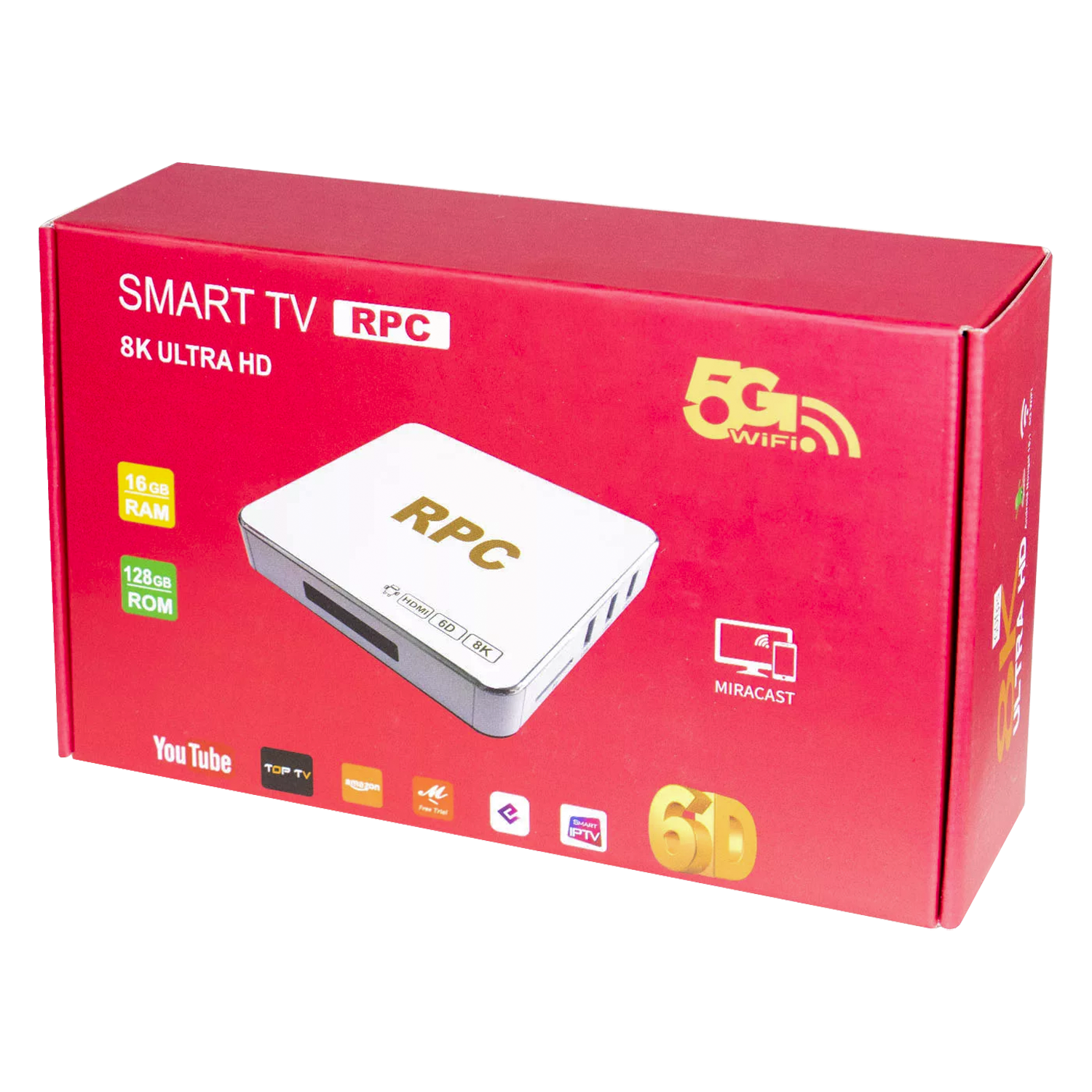 Receptor RPC TV Box 8K 16GB RAM / 128GB / Android 10.1 / 5G - Branco