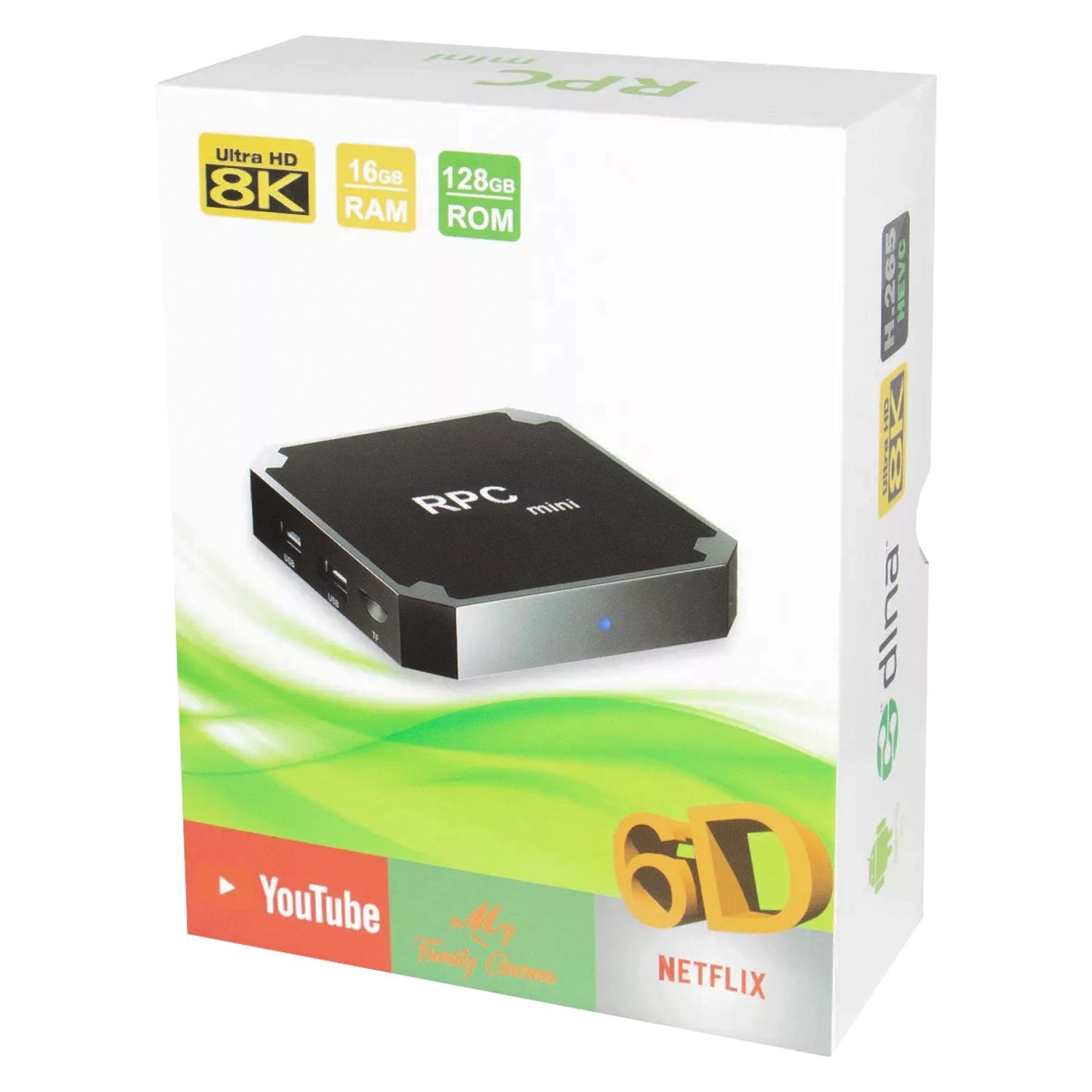 Receptor Sate TV Box RPC Mini 8K 16 RAM / 128GB / Android 10.1 - Preto
