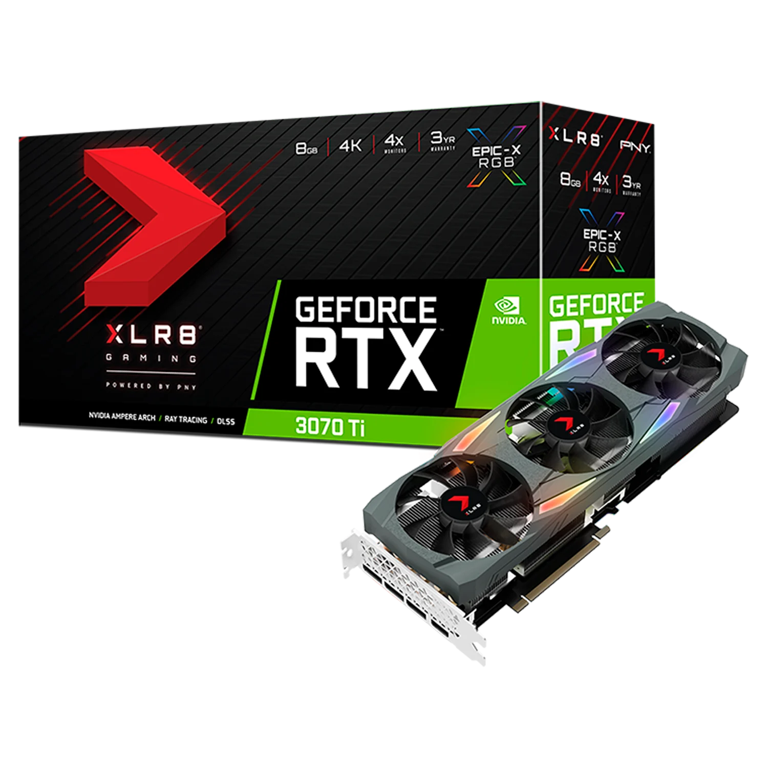 Placa de Vídeo PNY GeForce RTX 3070 Ti 8GB XLR8 Gaming UPRISING / 8GB GDDR6X / Triple Fan - (VCG3070T8TFXMPB)