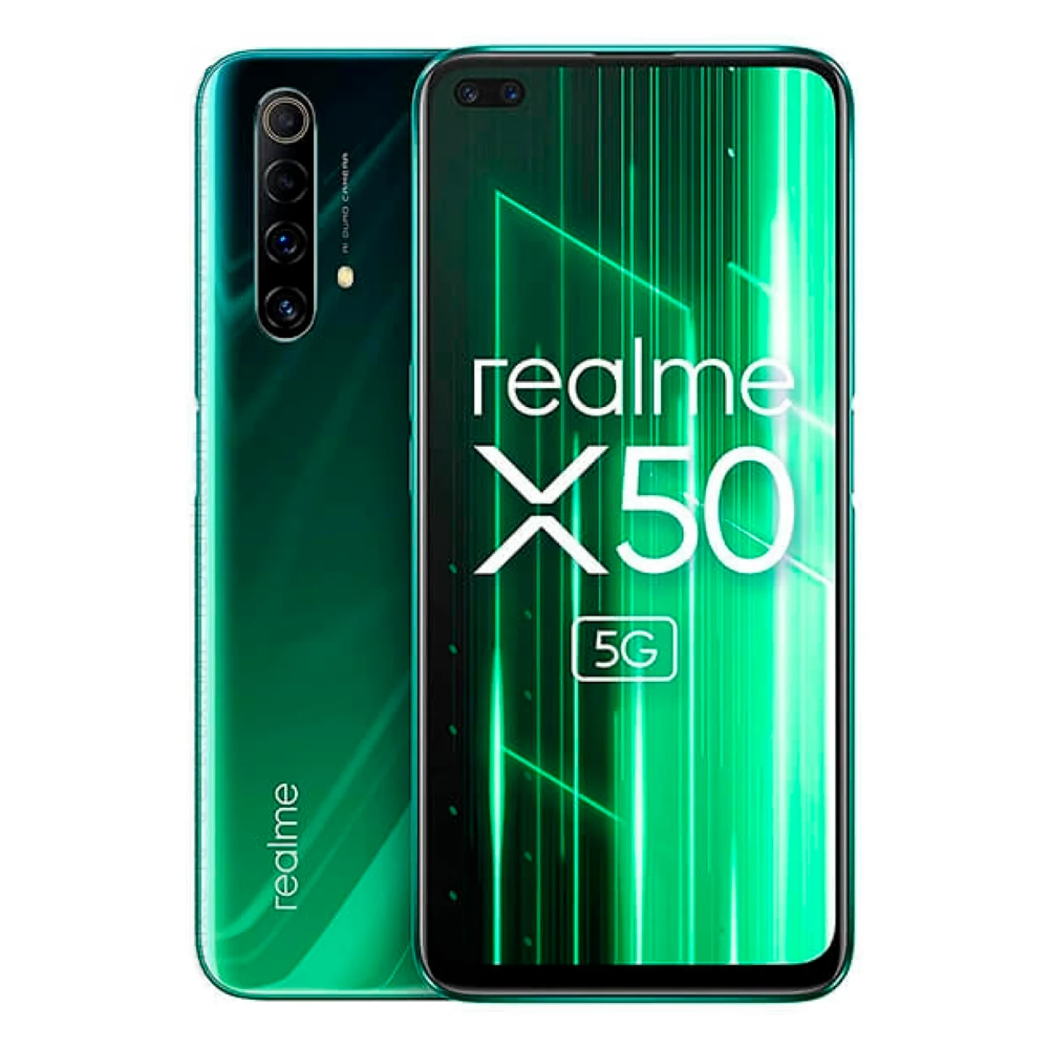 Celular Realme X50 RMX2144 128GB / 6GB RAM/ Dual SIM / Tela 6.57" / Câmeras 64MP+12MP+8MP+2MP e 16MP+8MP - Verde (Carregador US)