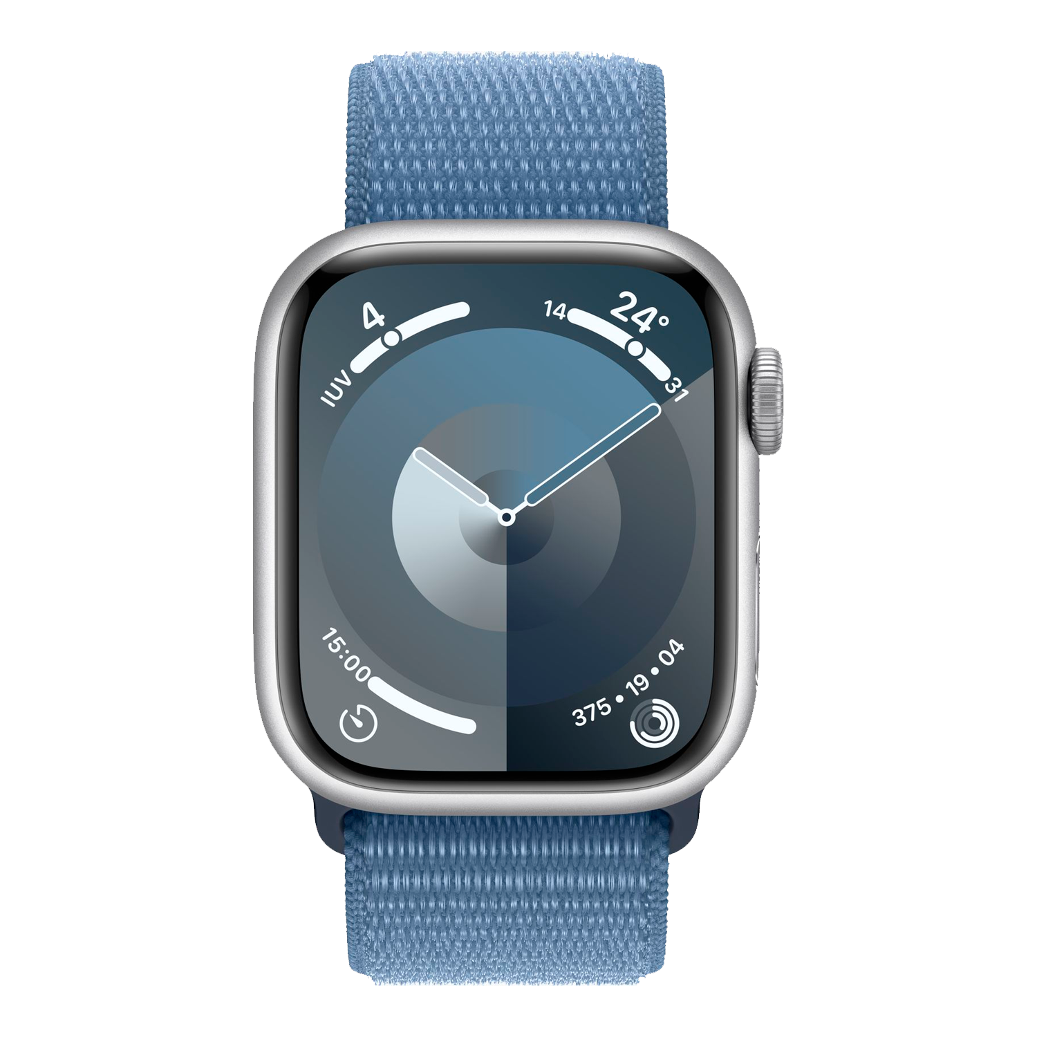 Apple Watch Series 9 MR923LL/A Caixa Alumínio 41mm Prata - Loop Esportiva Azul
