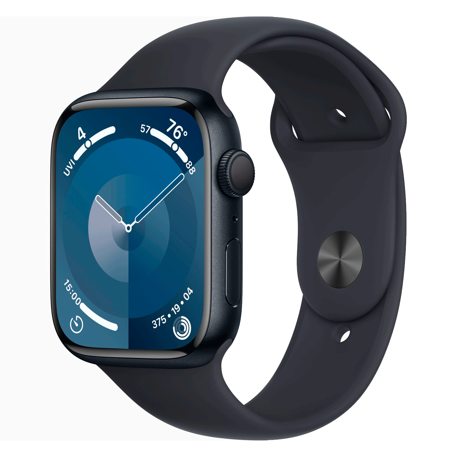 Apple Watch Series 9 MR993LL/A Caixa Alumínio 45mm Meia Noite - Esportiva Meia Noite S/M