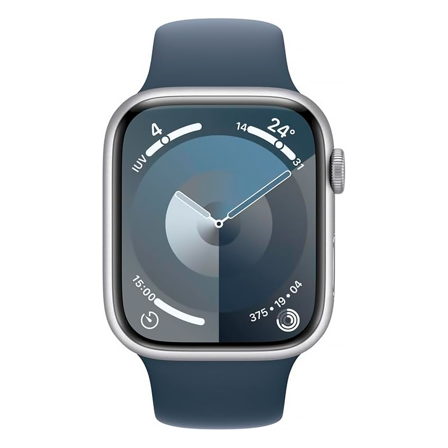 Apple Watch Series 9 MR9E3LW/A Caixa Alumínio 45mm Prata - Esportiva Azul M/L