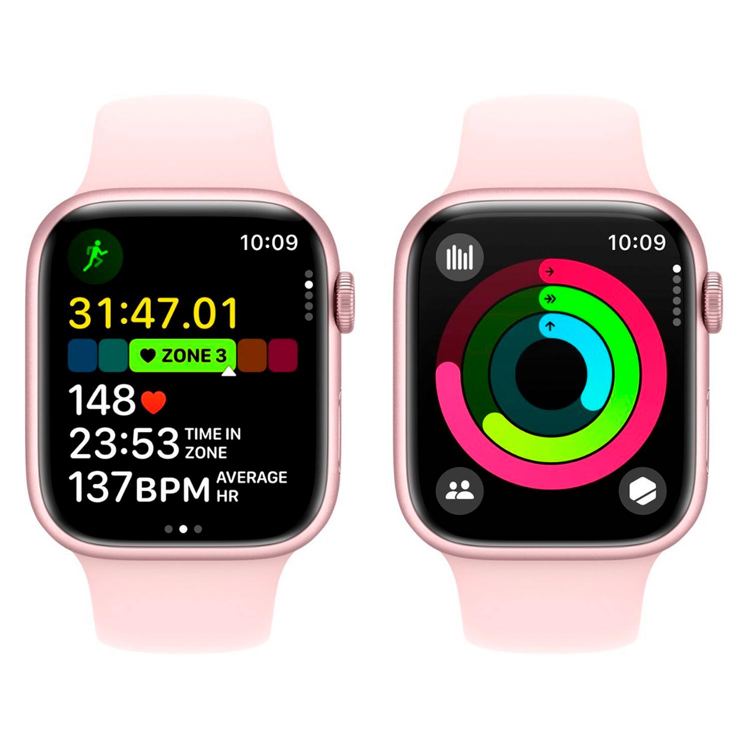 Apple Watch Series 9 MR9G3LL/A Caixa Alumínio 45mm Rosa - Esportiva Rosa S/M