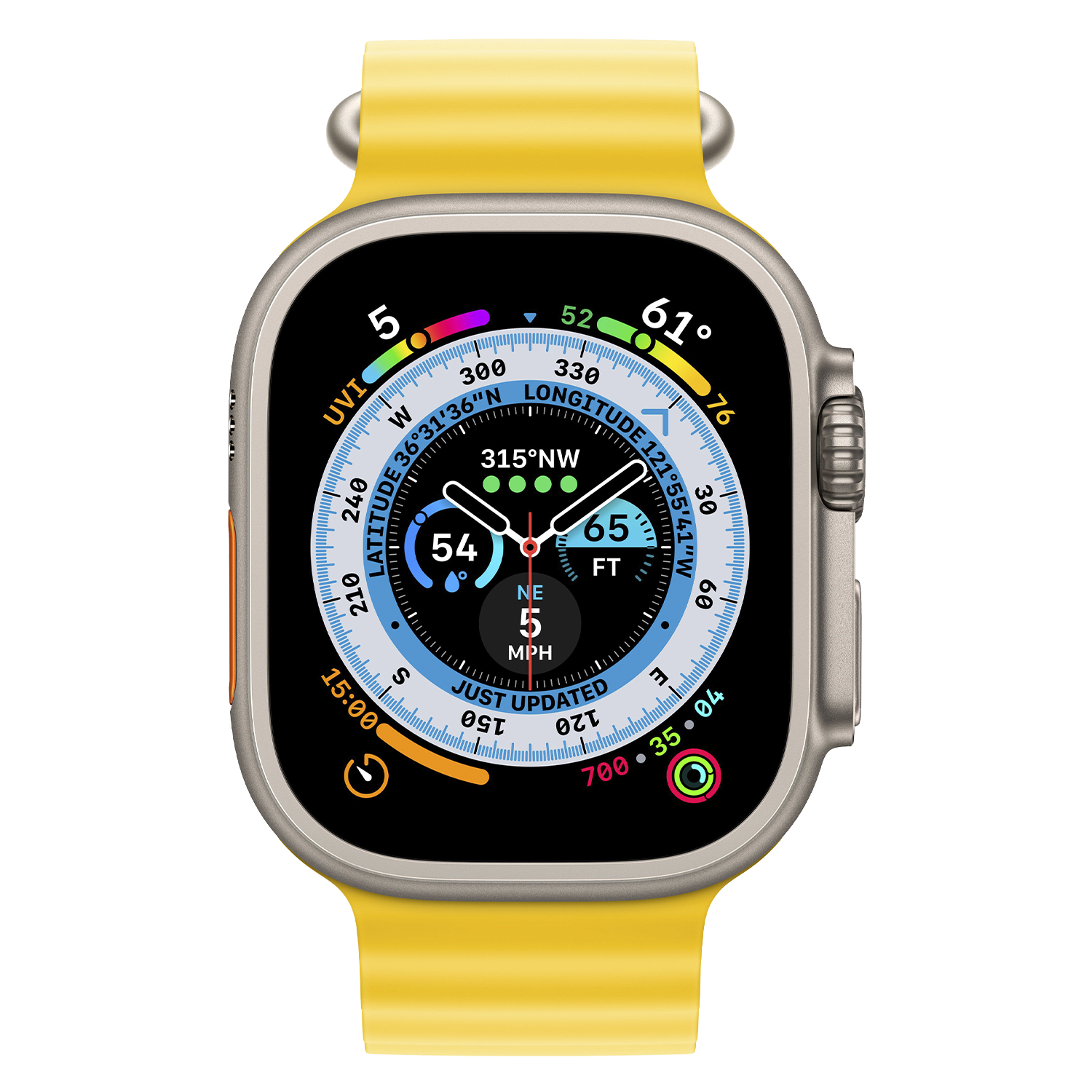 Apple Watch Ultra MNH93LL/A Celular + GPS Caixa Titânio 49mm - Oceano Amarelo