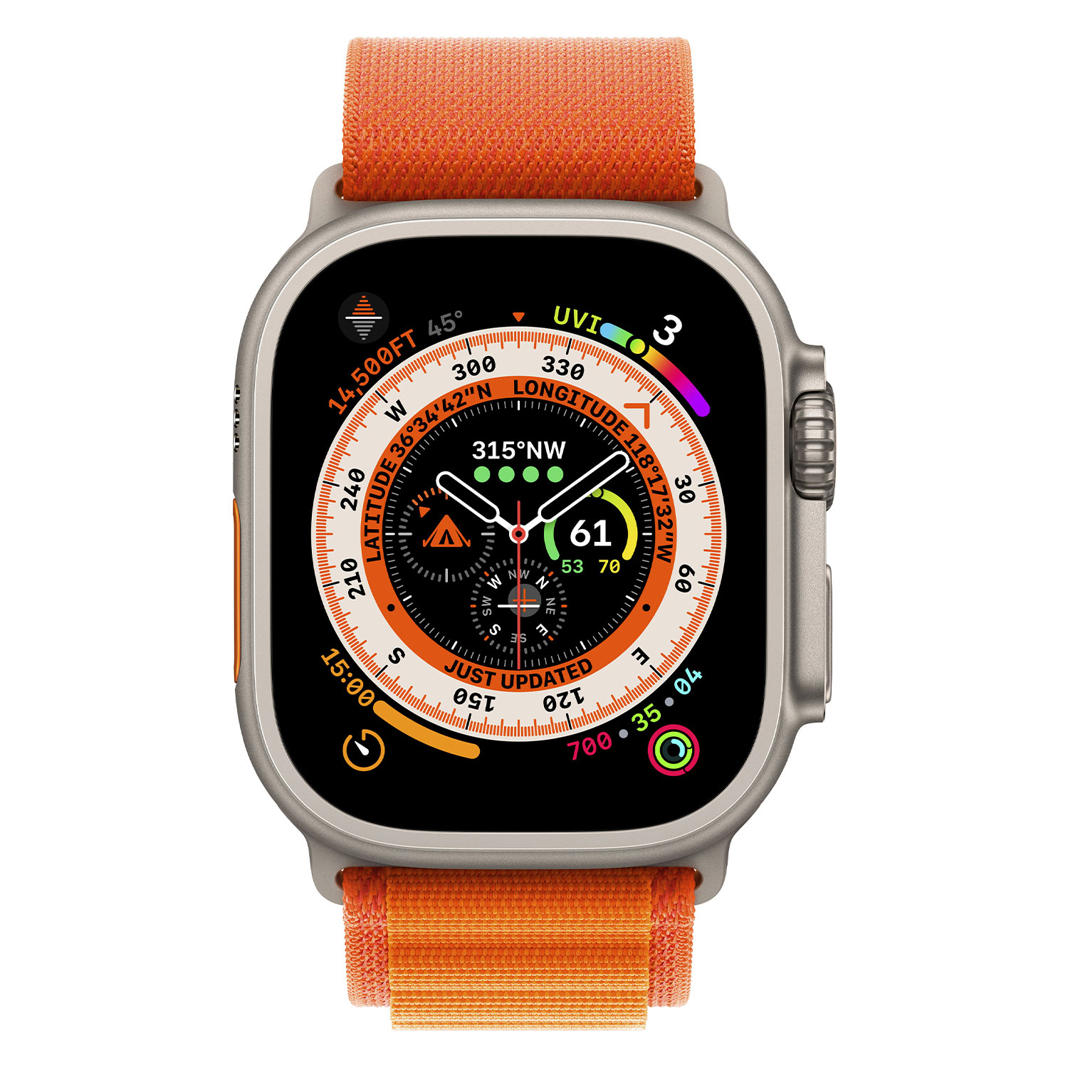 Apple Watch Ultra MQEV3LL/A Celular + GPS Caixa Titânio 49mm - Loop Alpine Laranja