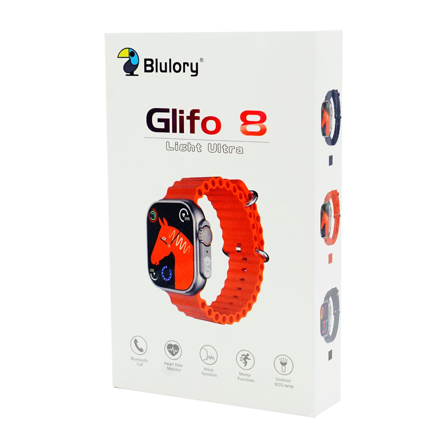 Smartwatch Blulory Glifo 8 Ultra Light 49mm com Lanterna - Laranja 
