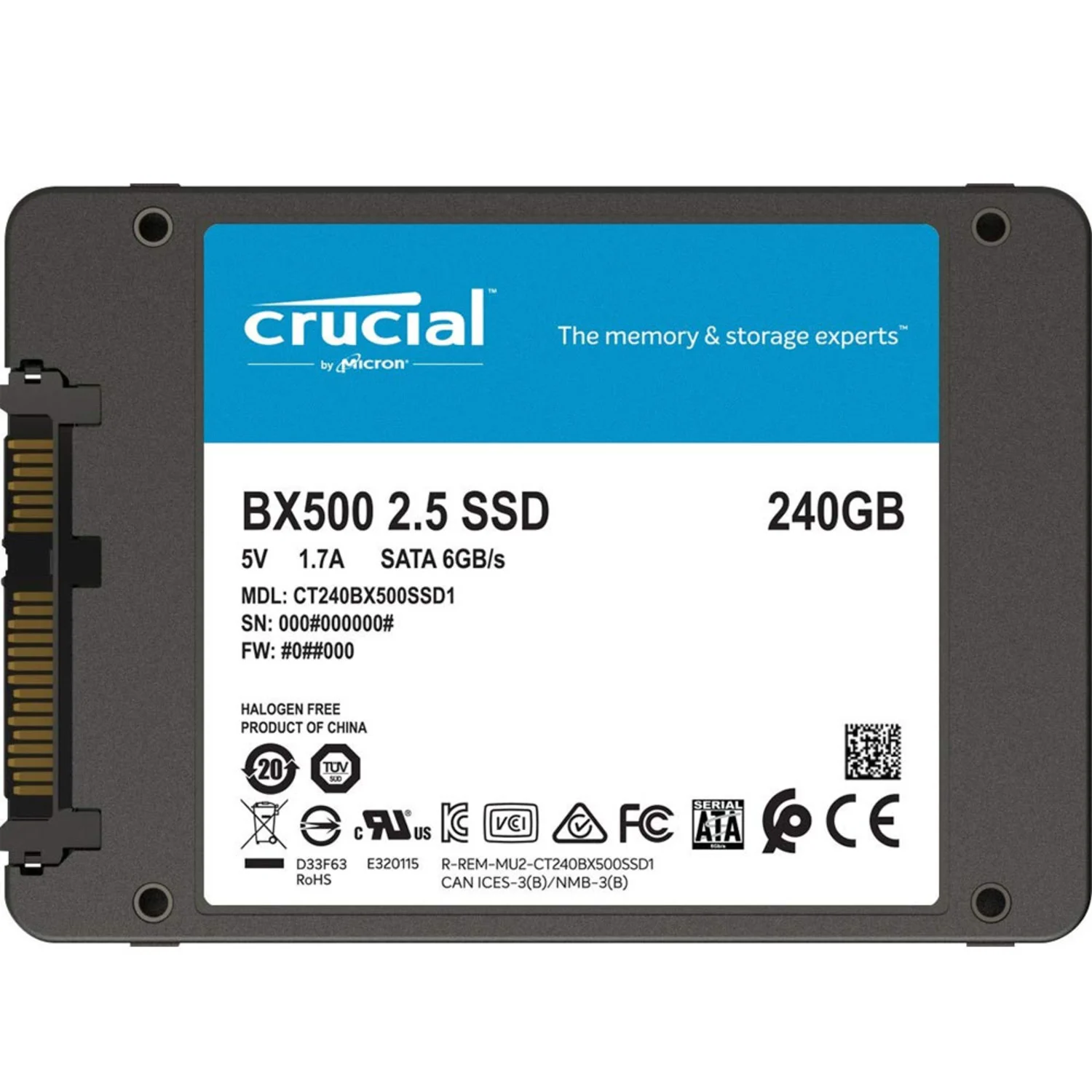 SSD Crucial BX500 240GB / 2.5" / SATA 3 - (CT240BX500SSD1)